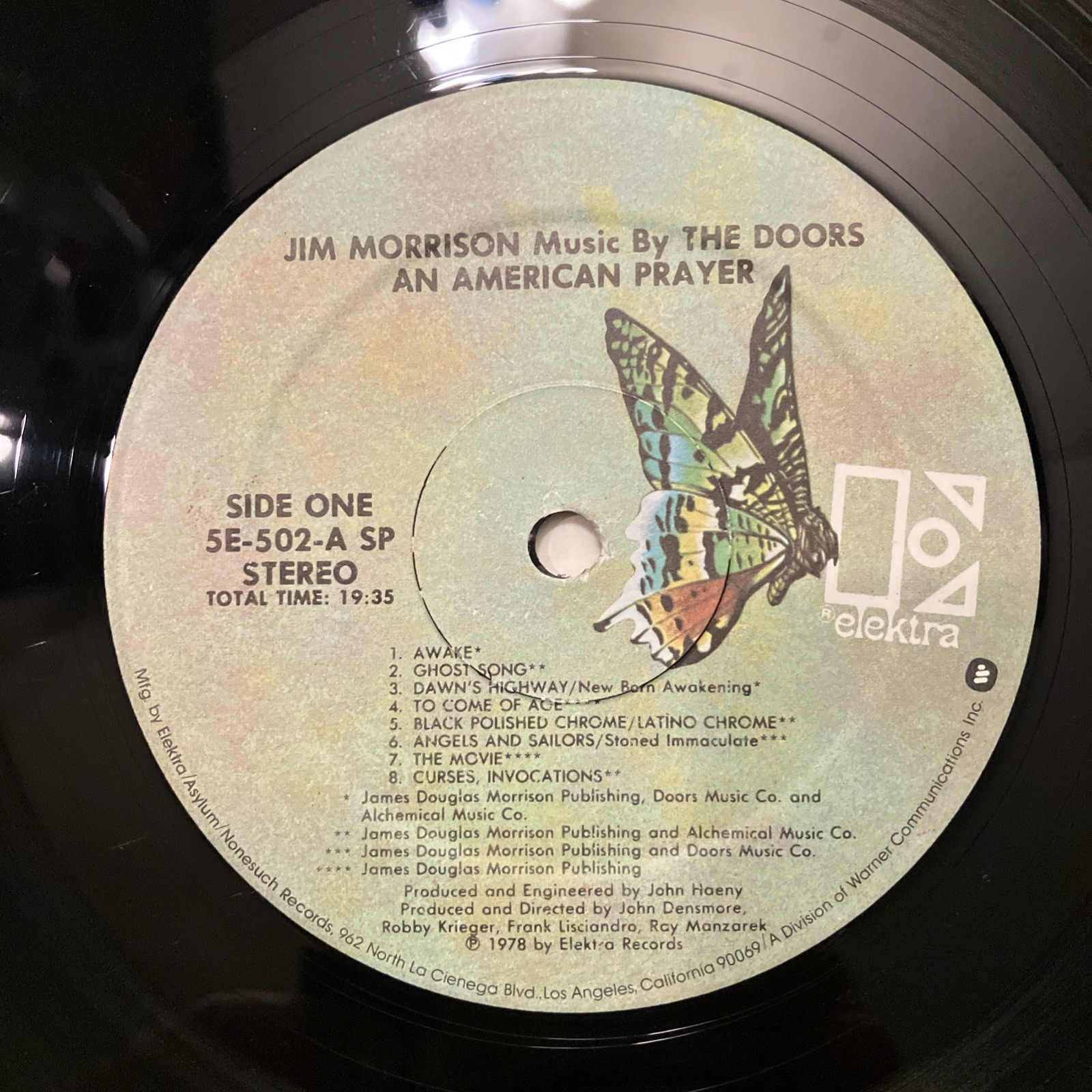 Jim Morrison and the Doors An American Prayer Gatefold LP Elektra SE 502 1978