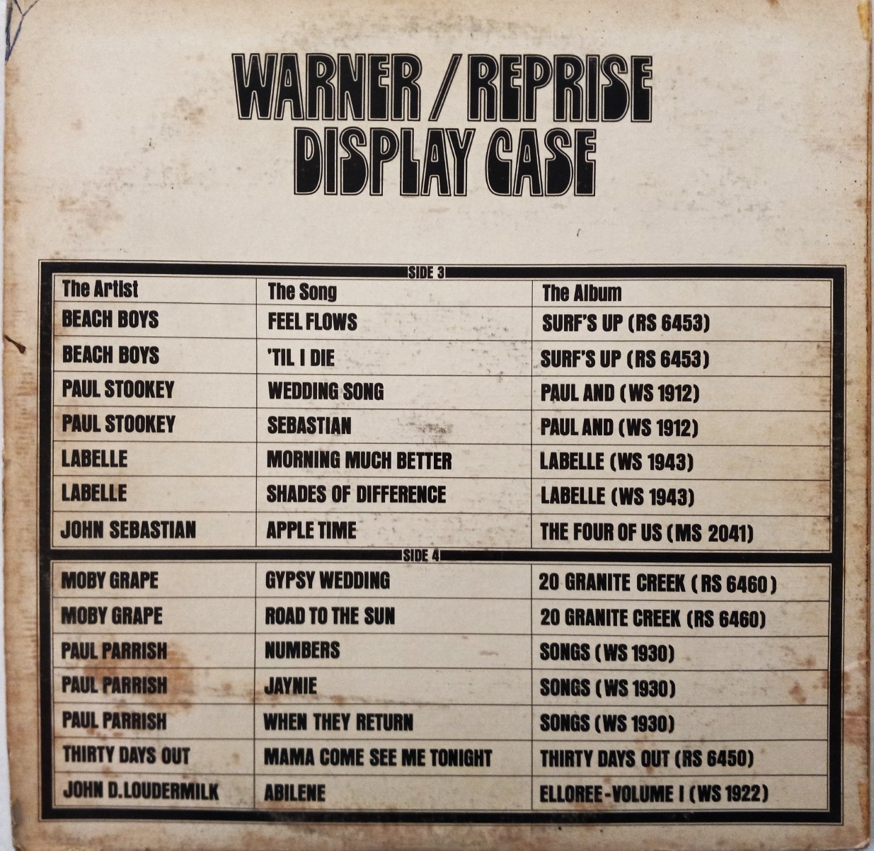 WARNER/REPRISE DISPLAY CASE PRO 503 – 2 LPS – “RARE PROMO” SEE DESCRIPTION
