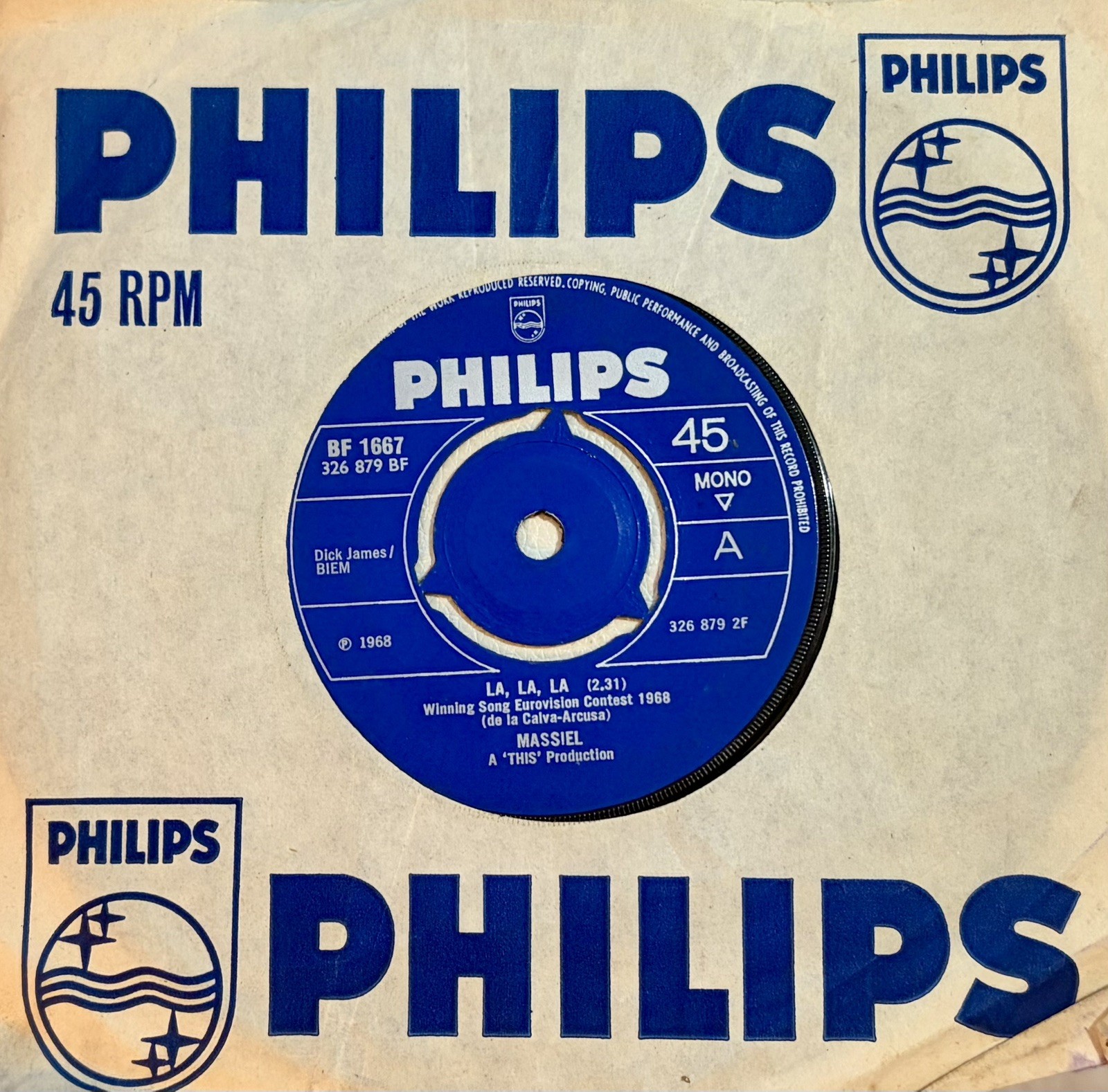 Eurovision SPAIN 1968 MASSIEL He Gives Me Love (La La La) ENGLISH VERSION – 7”