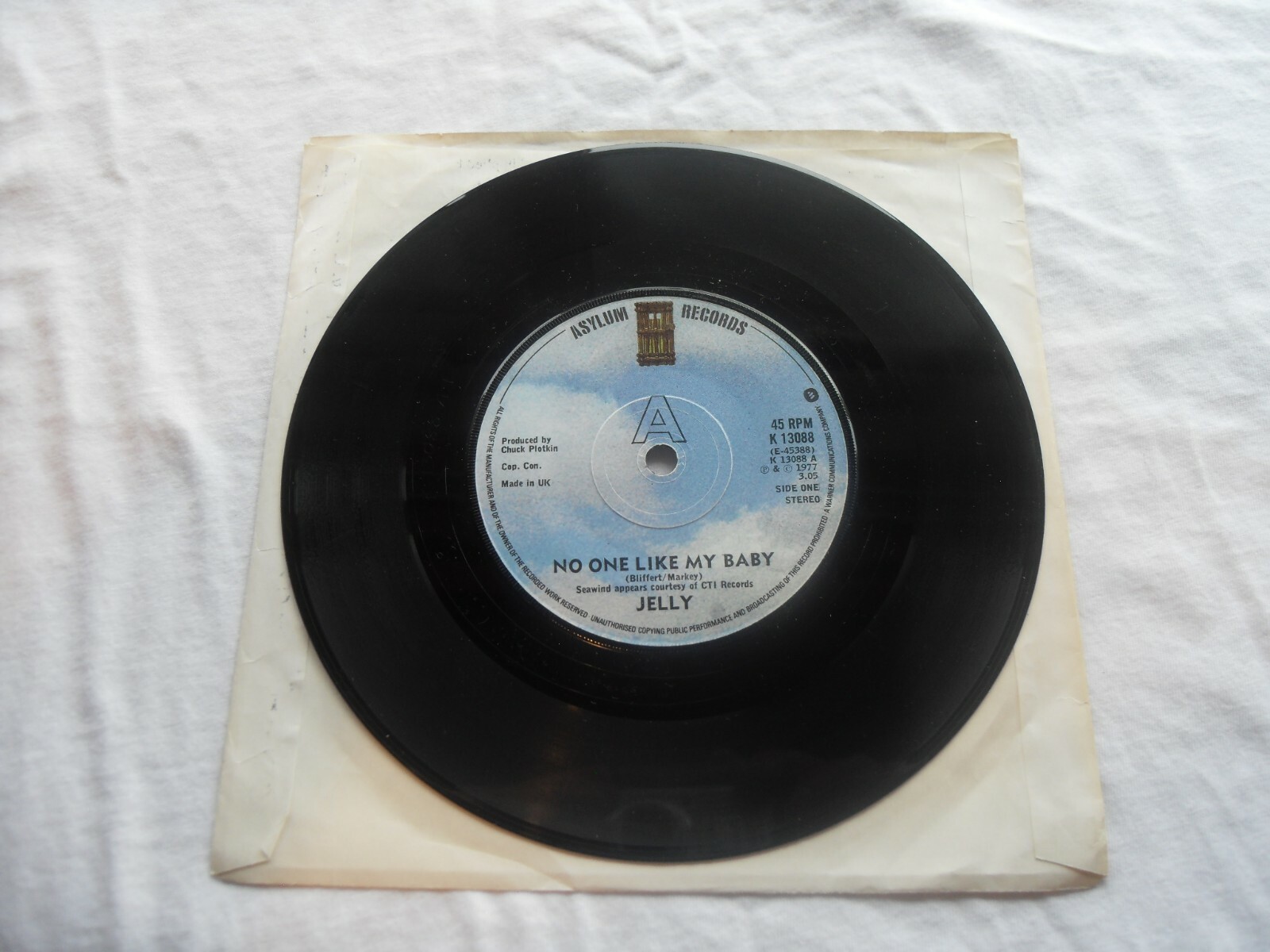 JELLY NO ONE LIKE MY BABY ASYLUM RECORDS UK 7″ VINYL SINGLE RECORD
