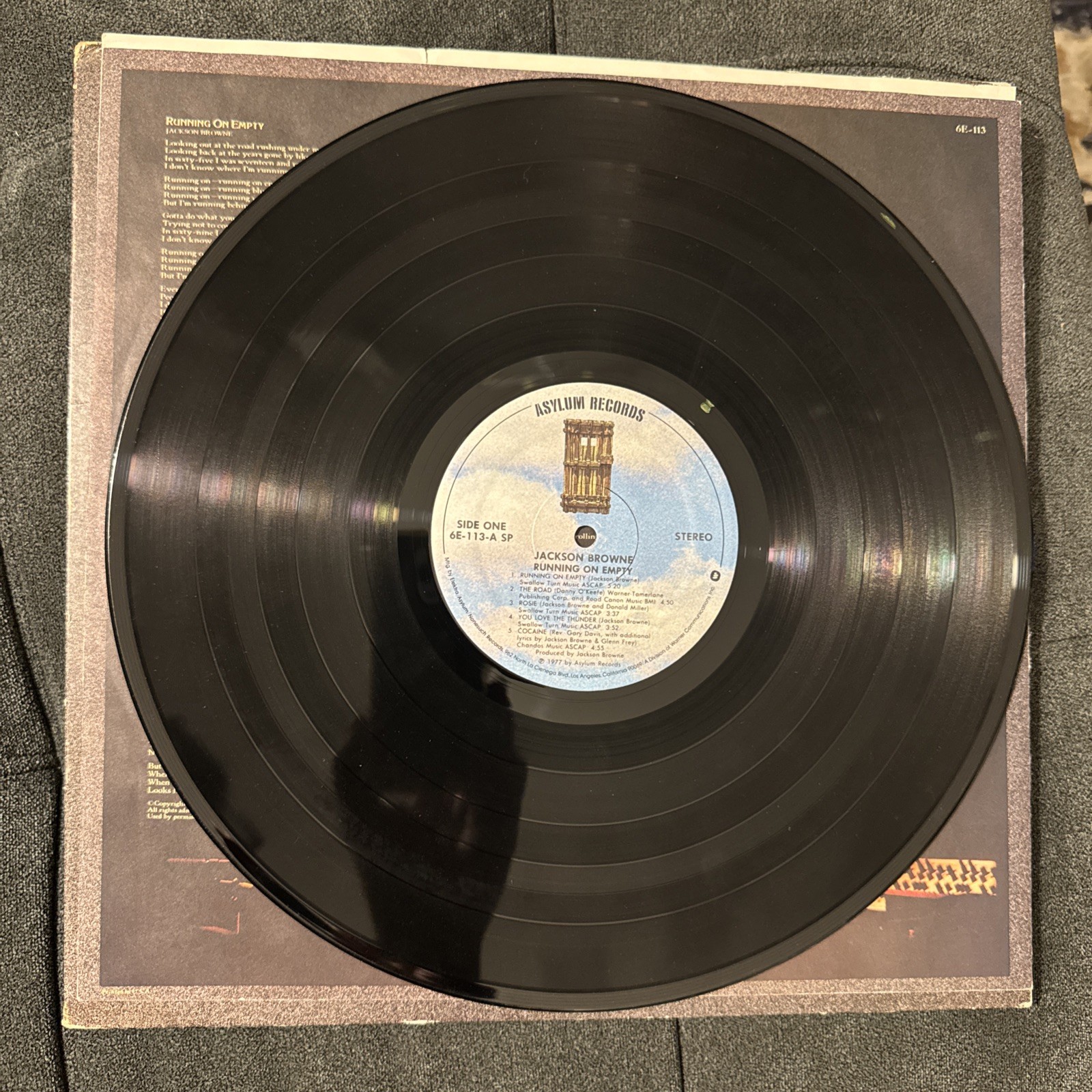 Jackson Browne Running On Empty Original 1977 Asylum Records Vinyl VG 6E-113-A