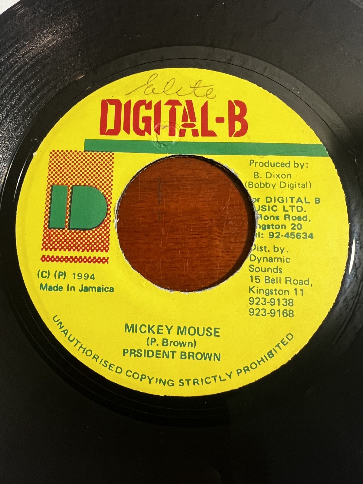 PRESIDENT BROWN – MICKEY MOUSE 45 VG+ RARE DANCEHALL Jamaica DIGITAL B 1994