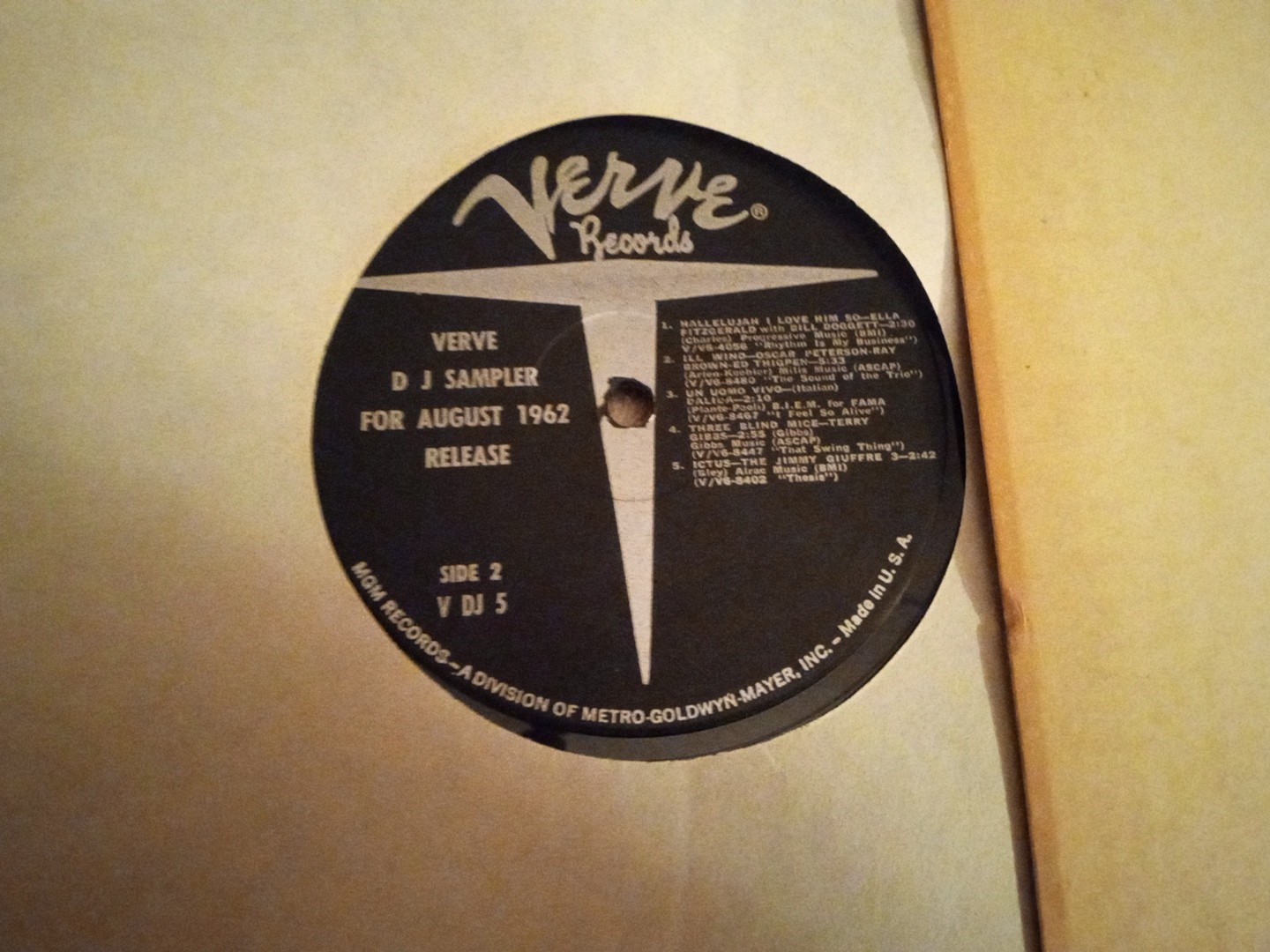 Verve Records Disc Jockey Sampler August 1962 Rare