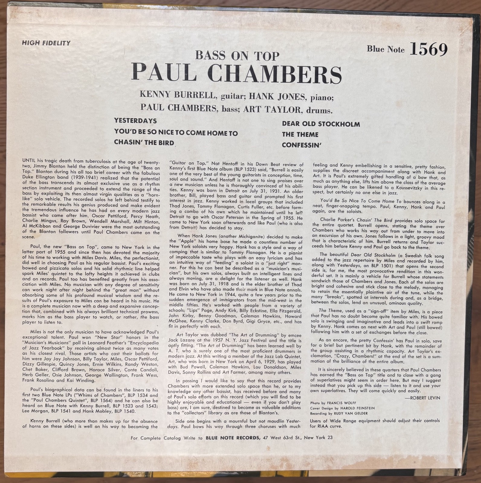 1st Press Paul Chambers Bass On Top Blue Note 1569 RVG ear Listen