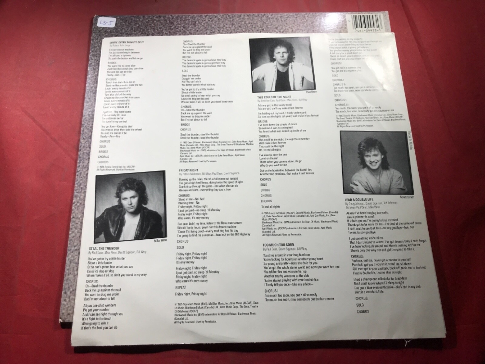 L3-5 LOVERBOY Lovin’ Every Minute Of It … 1985 … FC 39953 – RECORD – ROCK