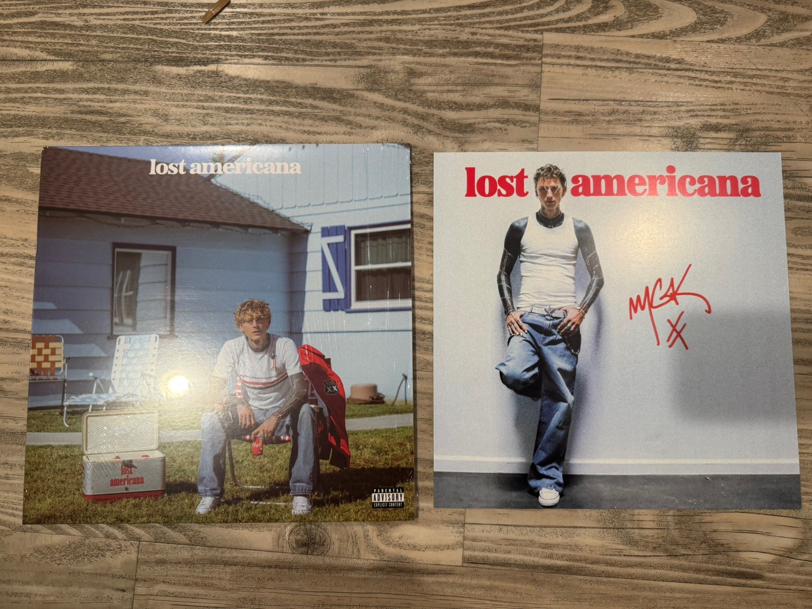SIGNED Lost Americana Insert Red/White Vinyl – AUTOGRAPHED Machine Gun Kelly MGK