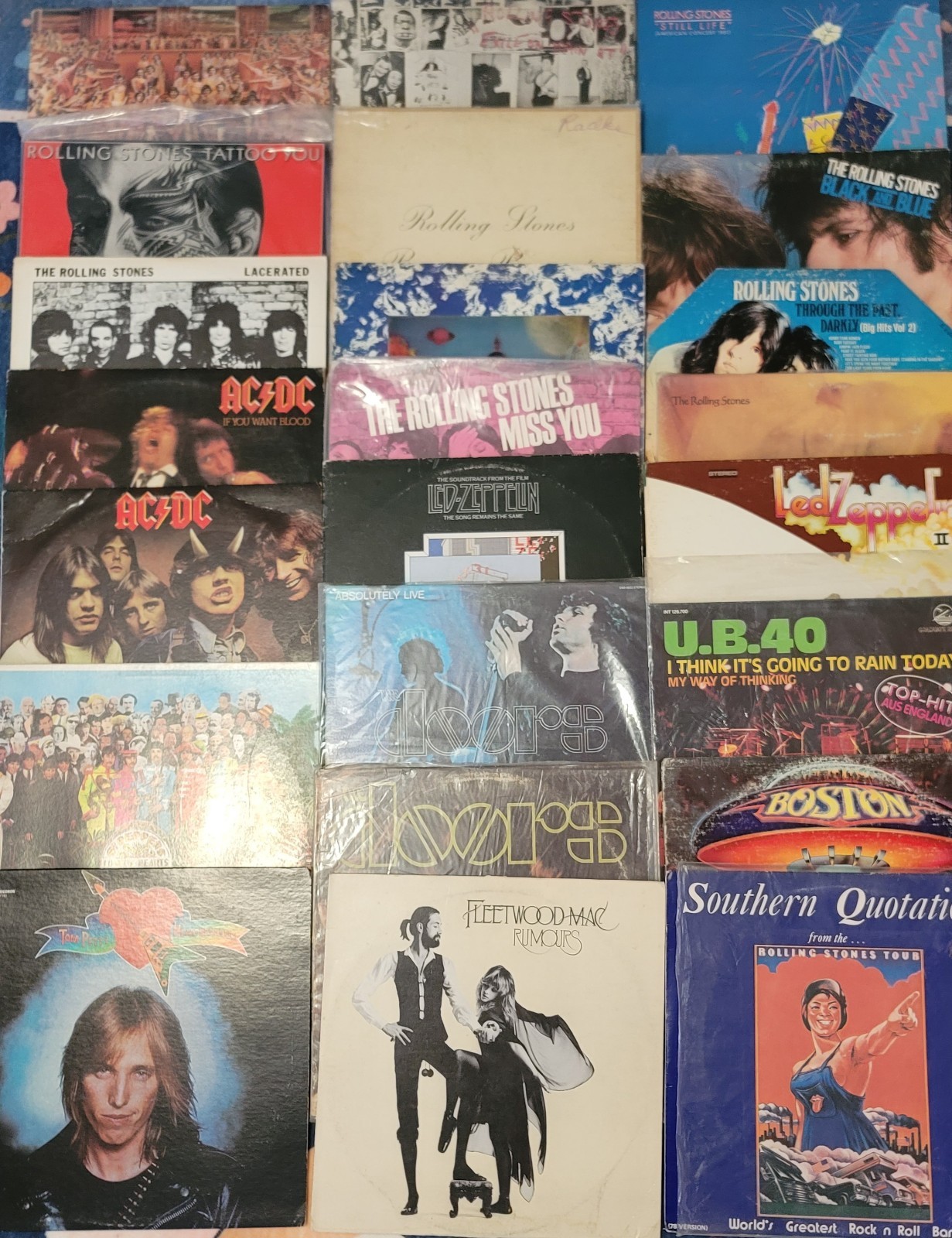 Lot Of 21 Vintage Vinyl Rock Albums ROLLING STONES,ACDC,LED ZEPPELIN,BEATLES ETC
