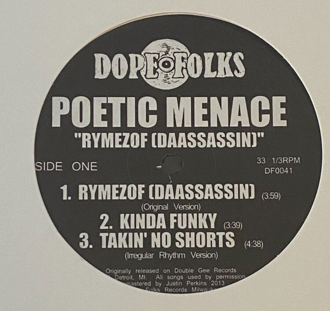 POETIC MENACE Rymezof Daassassin 12″ SEALED Dope Folks Hip Hop Underground Rap