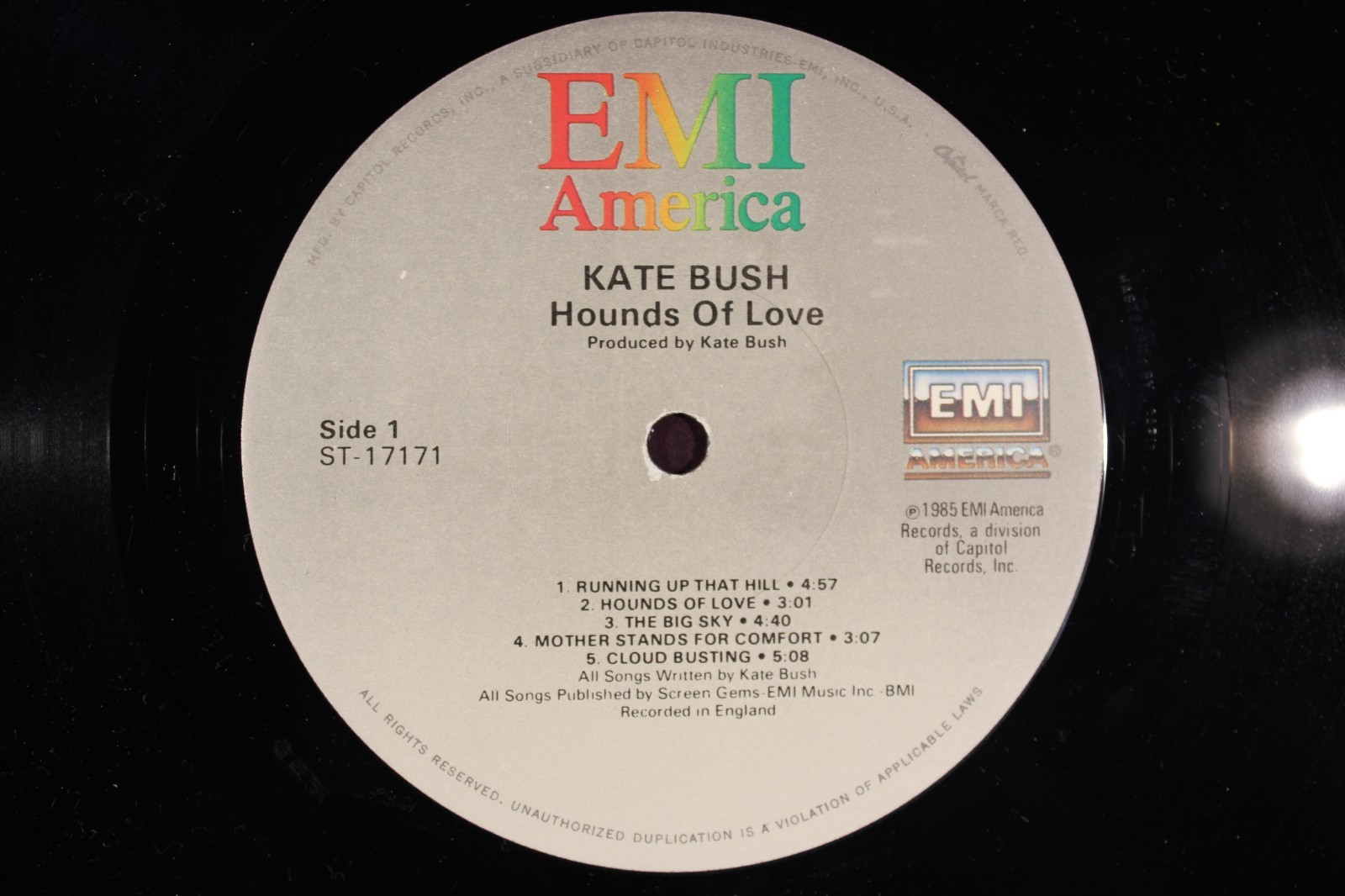 Kate Bush Hounds Of Love LP 1985 US EMI America ST-17171 MASTERED BY CAPITOL