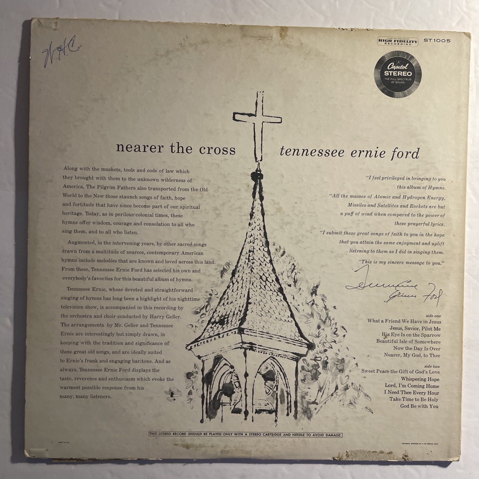 Tennessee Ernie Ford – Nearer The Cross Vinyl, LP 1959 Capitol Records – ST 1005