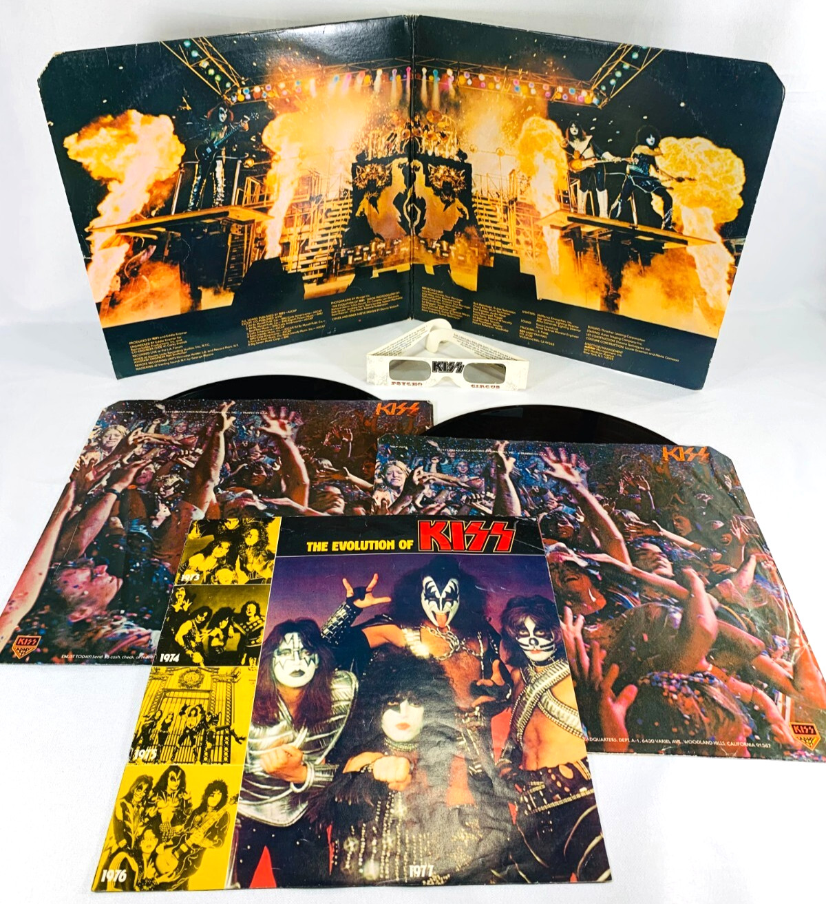 KISS Alive II Double LP Casablanca NBLP 7076-2 + Psycho Circus Glasses