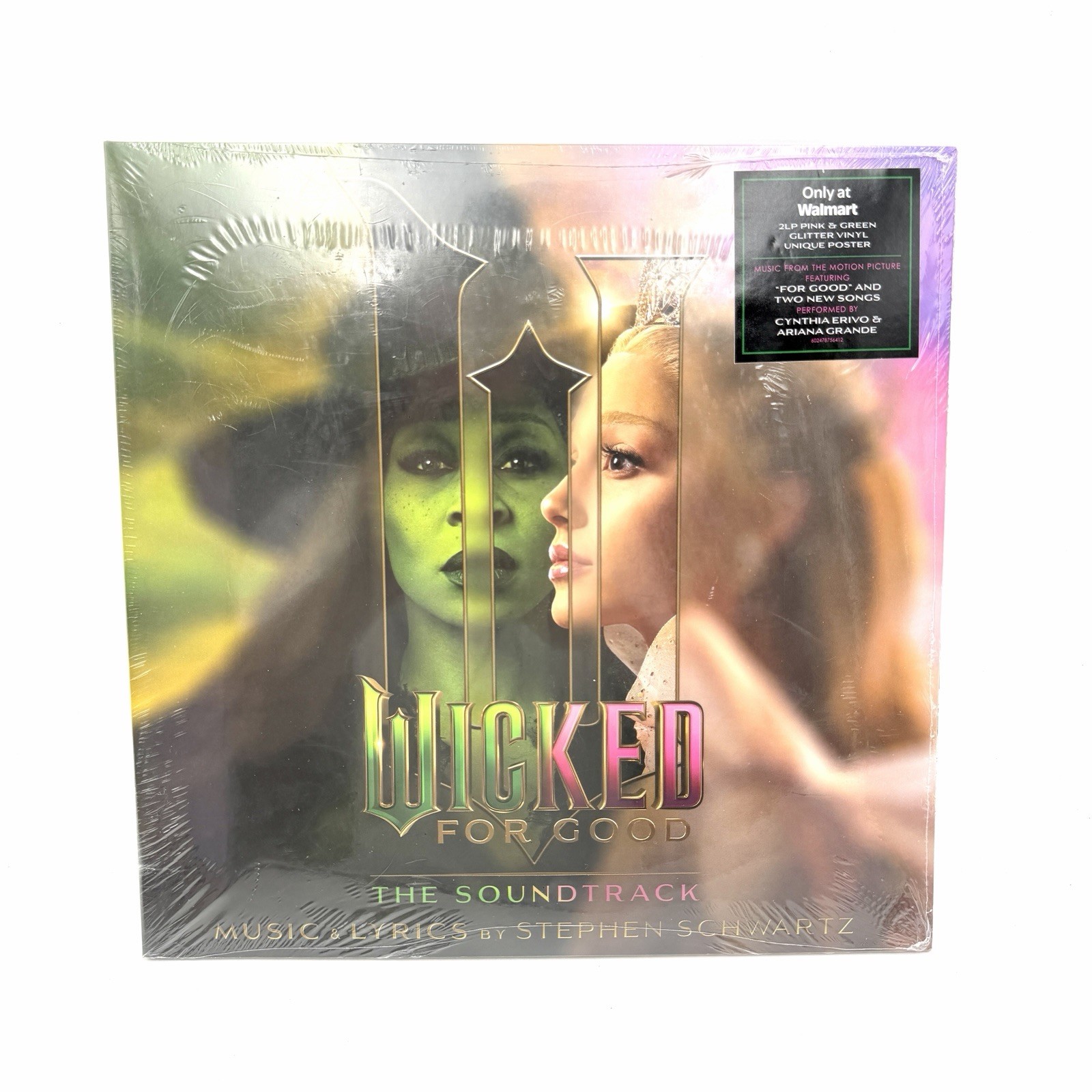 Wicked For Good The Soundtrack 2LP Vinyl Record Pink Green Glitter w/Poster New