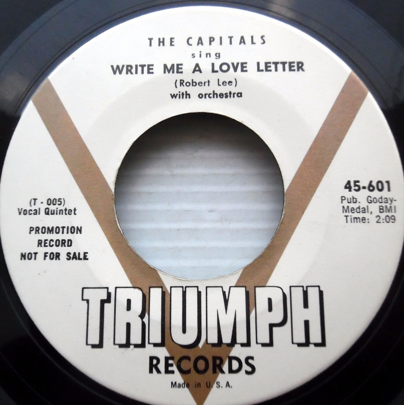 CAPITALS doowop 45 WLP WRITE ME A LOVE LETTER THREE O’CLOCK ROCK Triumph bb2801