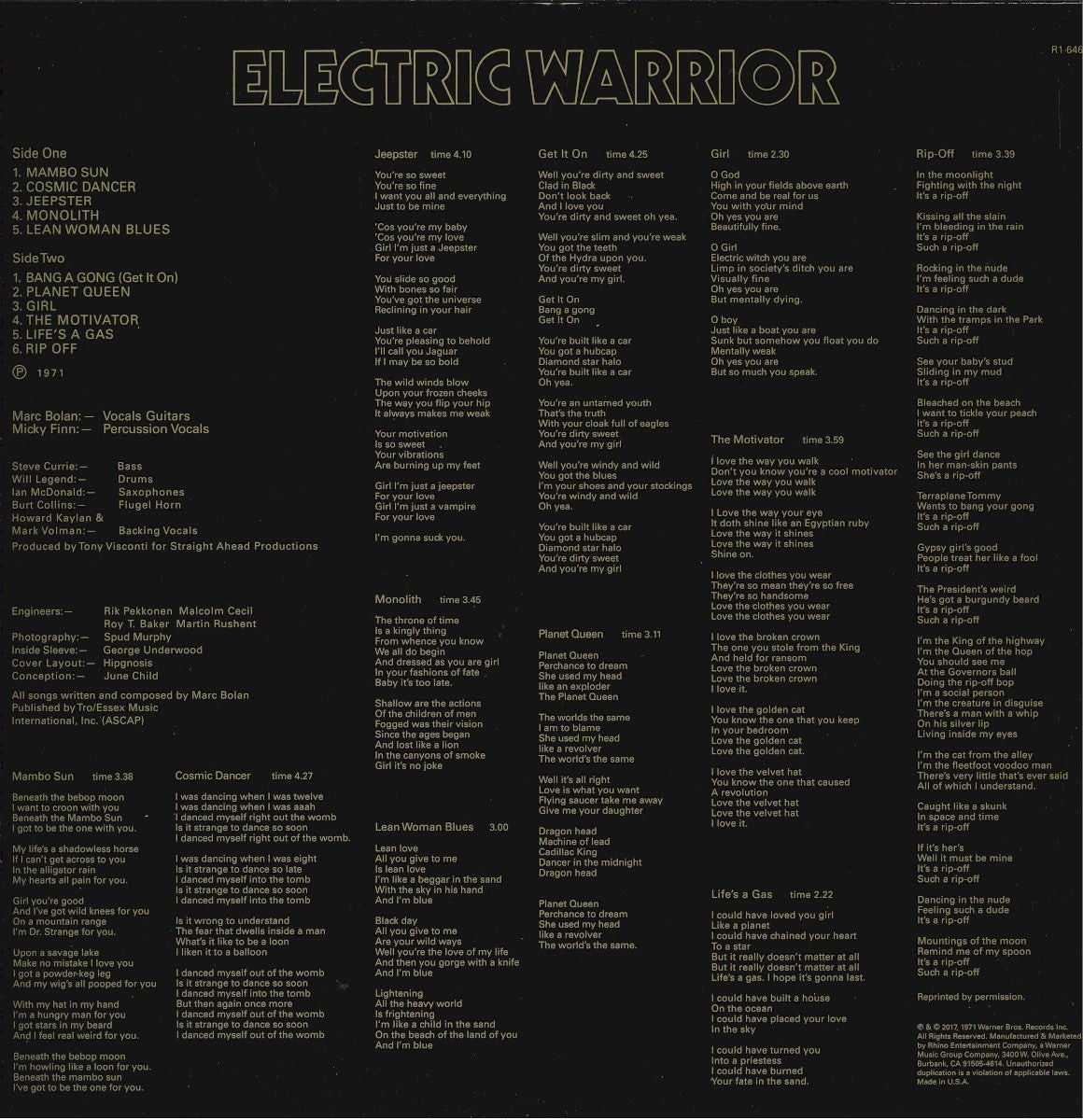 T.Rex – Electric Warrior | 180 Gram LP | Seminal 1971 Classic | Packed w/ Care