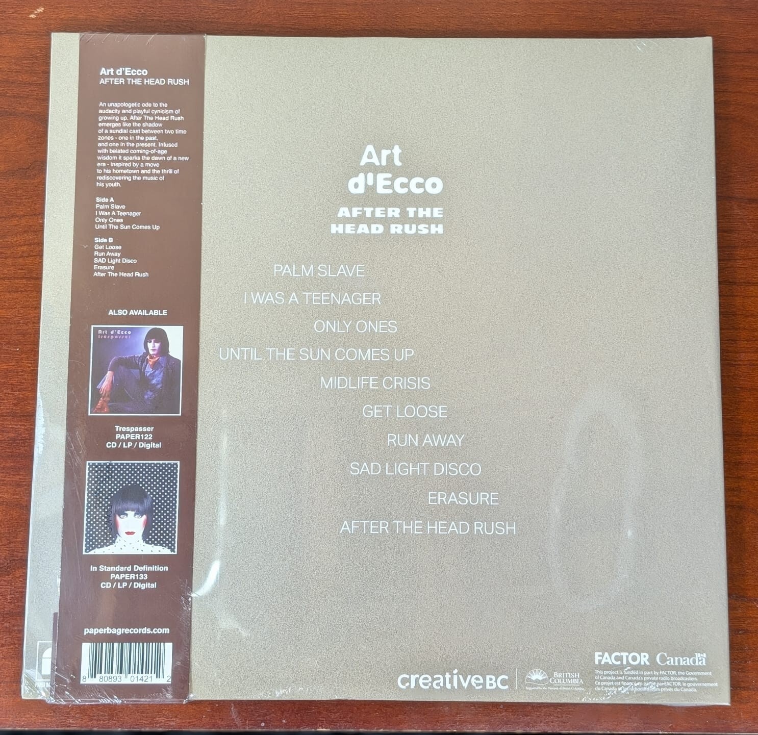 ART D’ECCO – AFTER THE HEAD RUSH -LIMITED EDITION BLACK VINYL LP – SEALED -Z31
