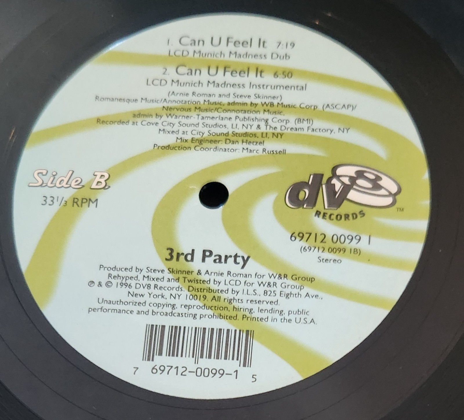 3rd Party – Can U Feel It – 12″ Vinyl – 1996 – DV8 Records – US – EX