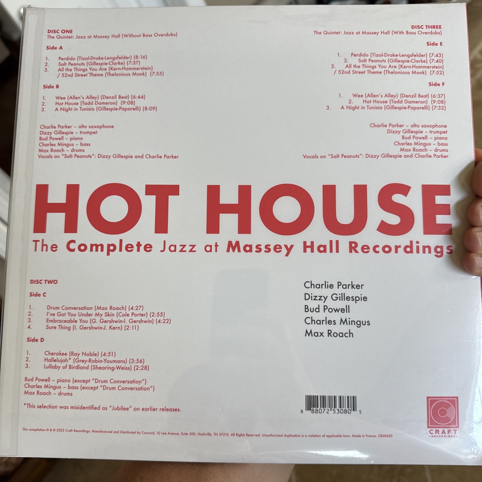 Hot House: the Complete Jazz at Massey Hall Recordings (Record, 2023) 3LP Sealed