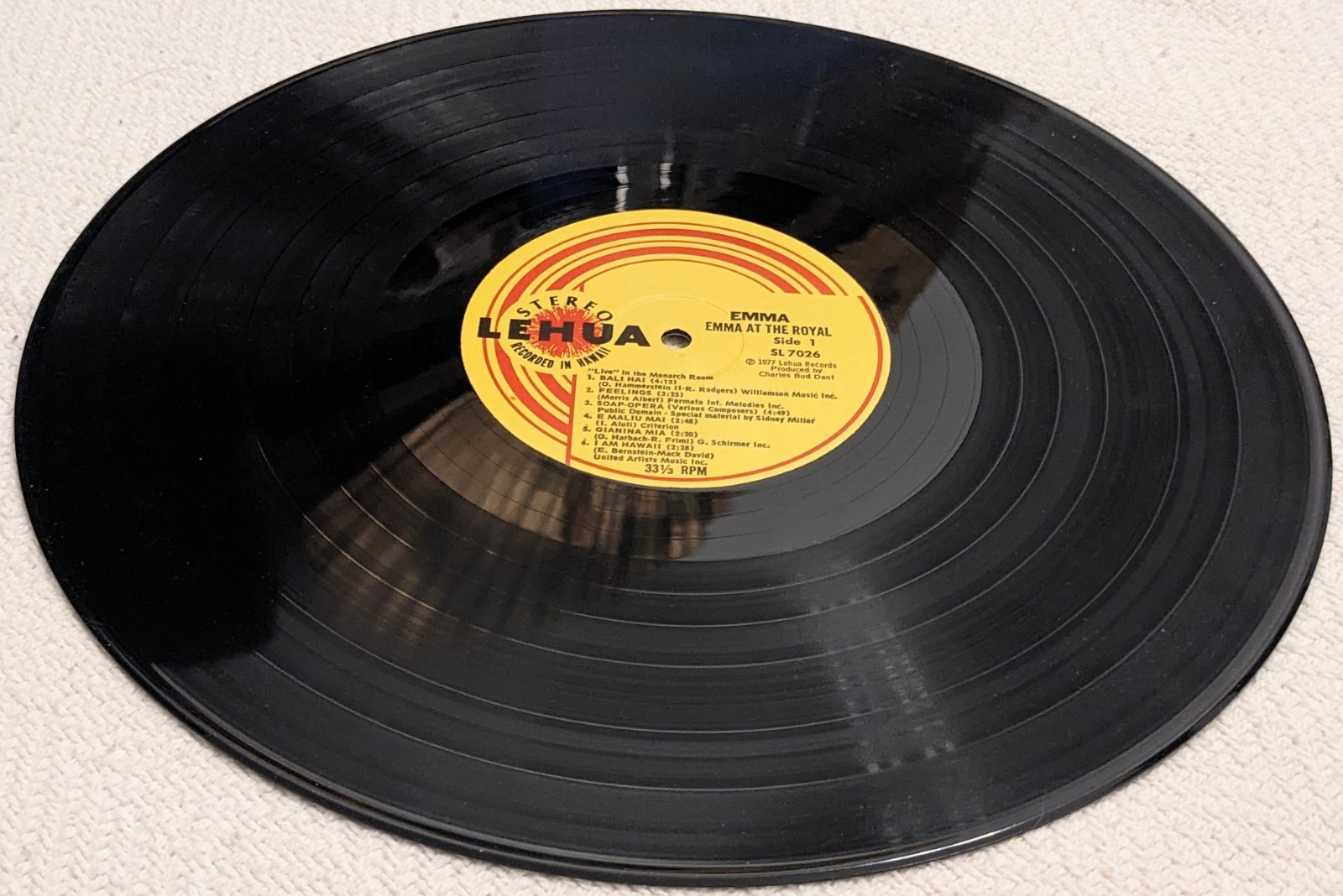 Emma Veary EMMA AT THE ROYAL lp Lehua SL 7026 exotica STEREO Jack Lord 1976