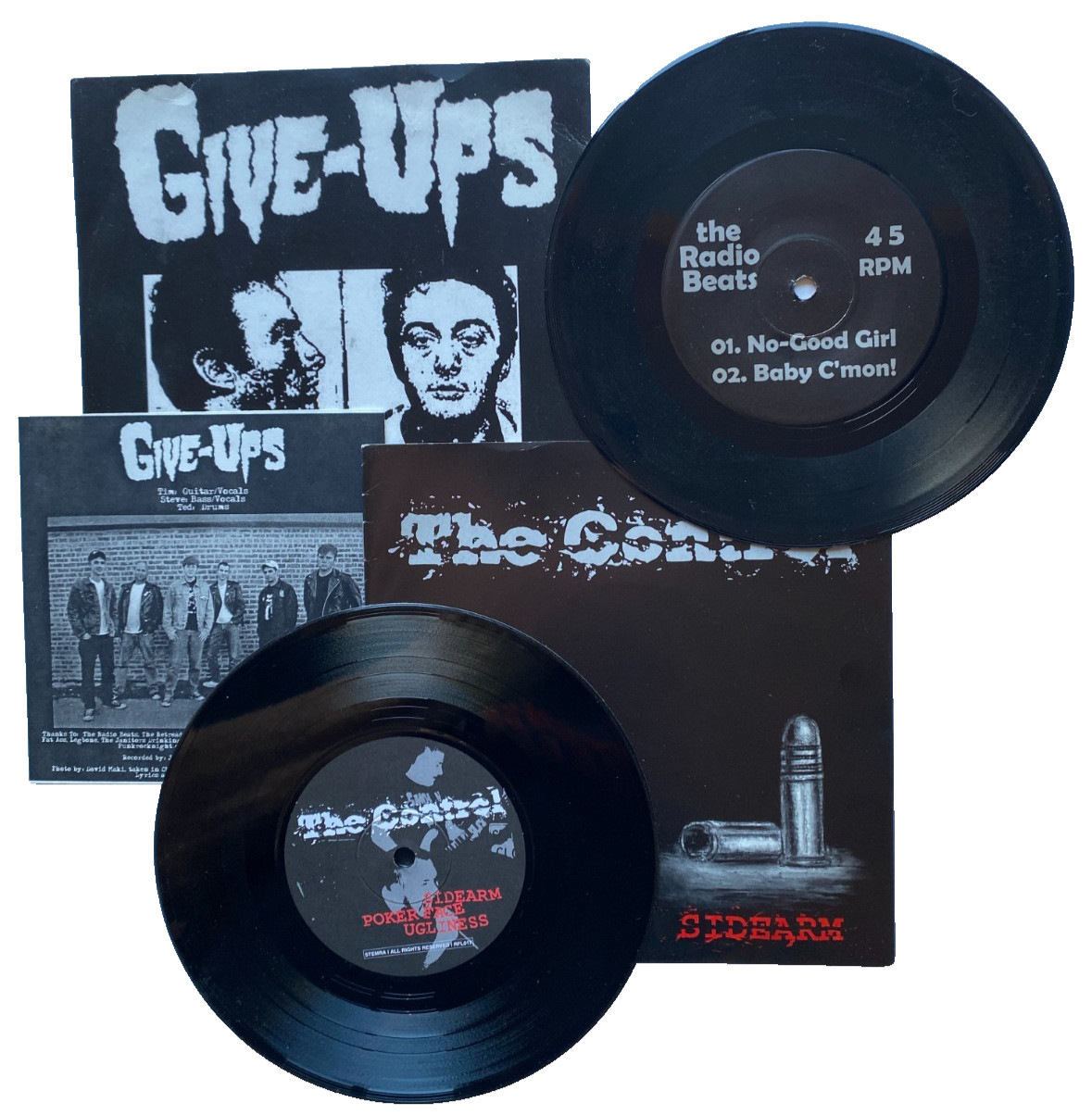 The Control 2001 sidearm & 2003 Give-Ups I taught 7″ 45 HARDCORE Punk vinyl LOT