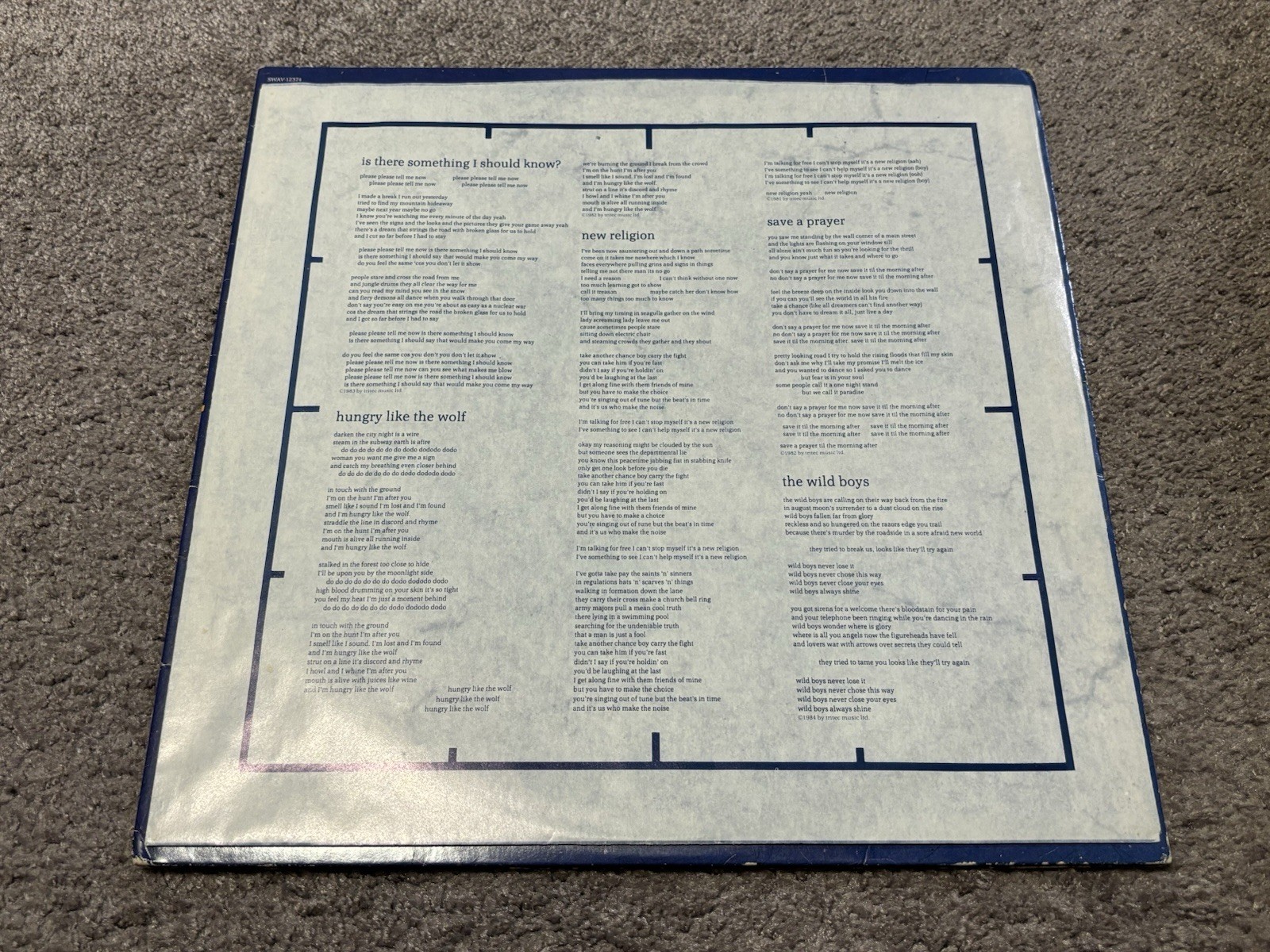 Duran Duran Arena 1984 Capitol Records New Wave Pop Rock 12” Vinyl w/Booklet