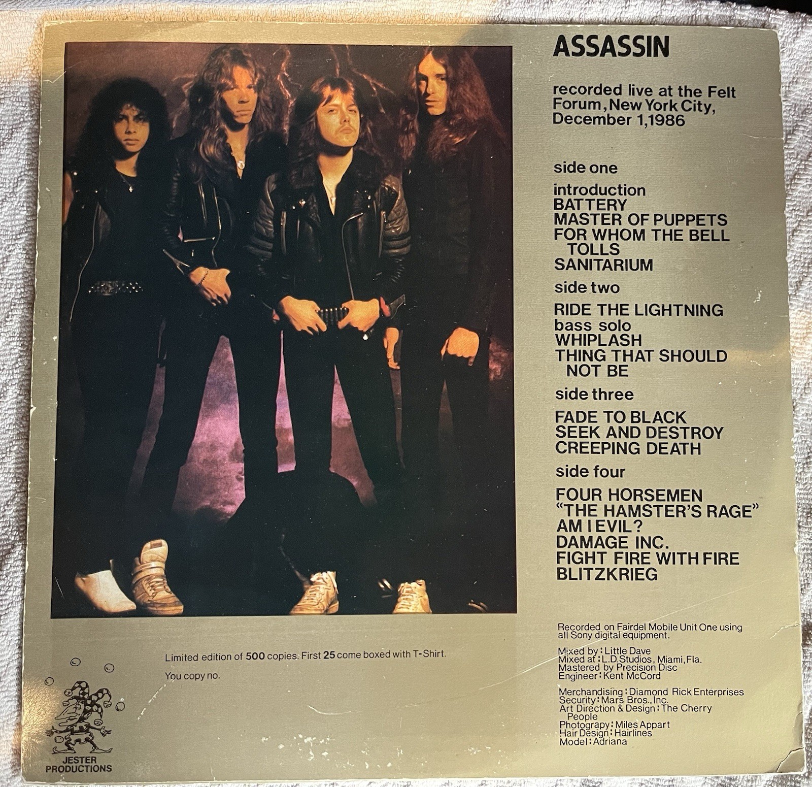 METALLICA Live Bootleg ASSASSIN 1986 Early Jason 2LP Vinyl JESTER RED LABEL
