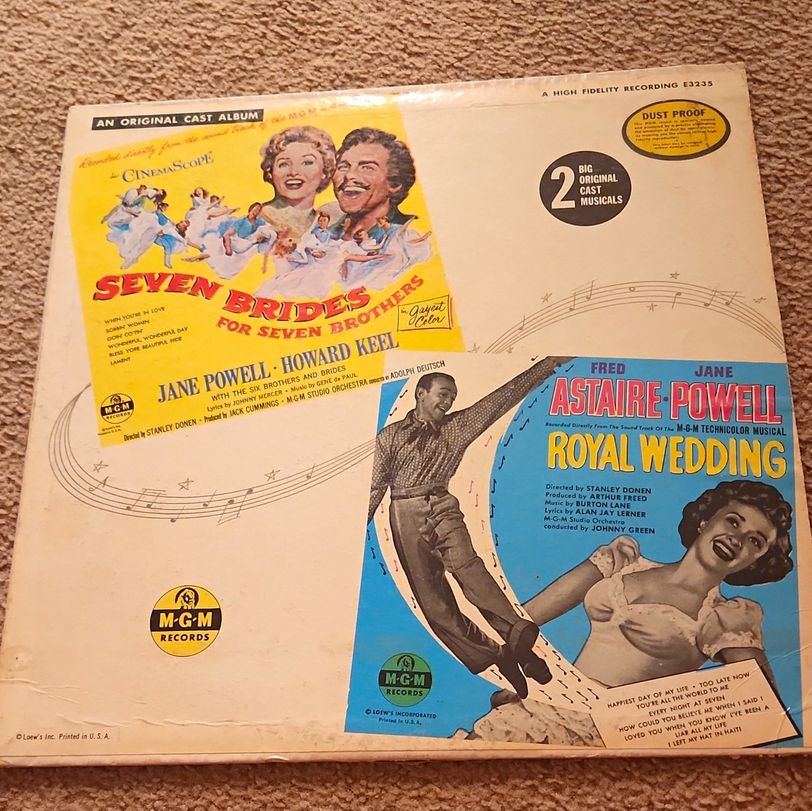 MGM Records Seven Brides/Royal Wedding Vinyl LP E3235 12″ 33RPM Hi-Fi