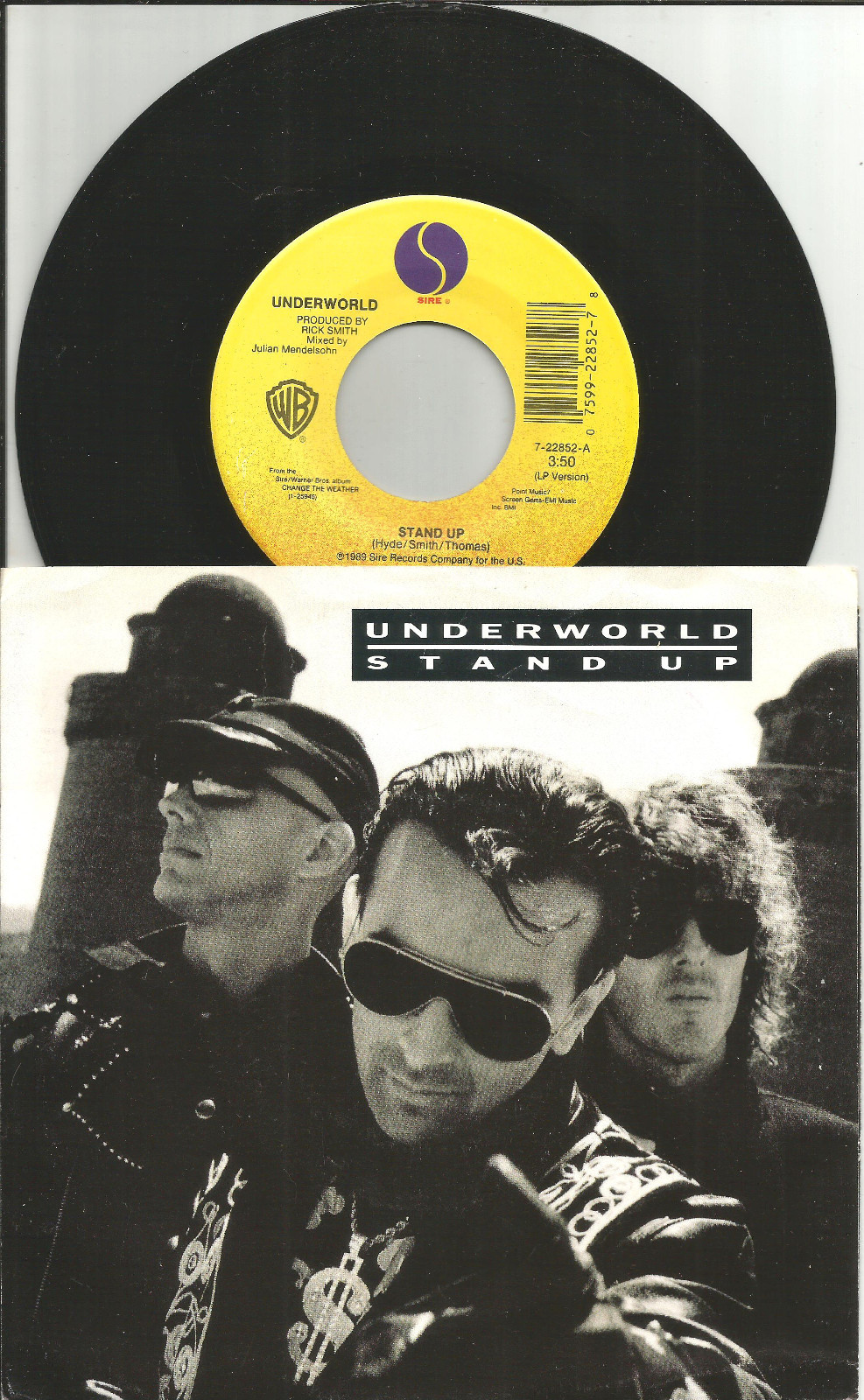 UNDERWORLD Stand Up / Outkirts RARE MIXES ORIGINAL 1989 USA 7 INCH vinyl &SLEEVE