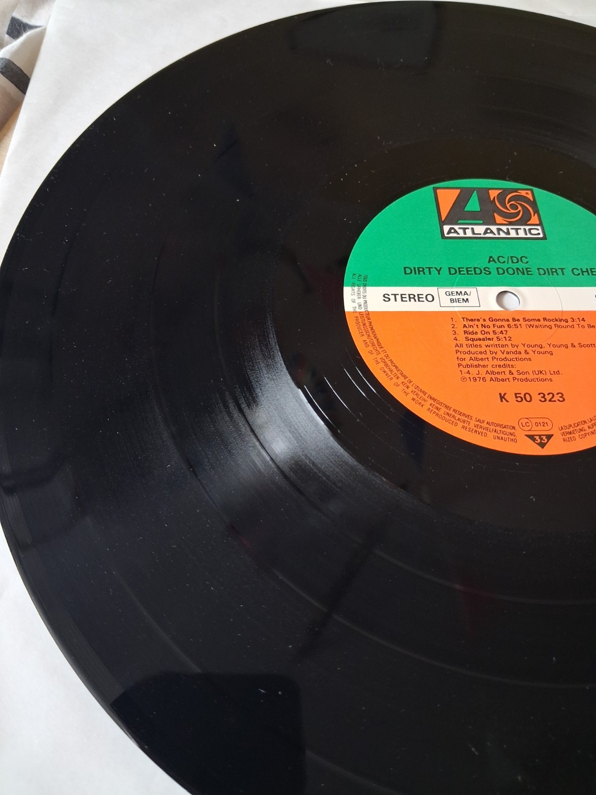 AC/DC Dirty Deeds Done Dirt Cheap Germany Atlantic ATL 50323 with Lyric Sht EX+