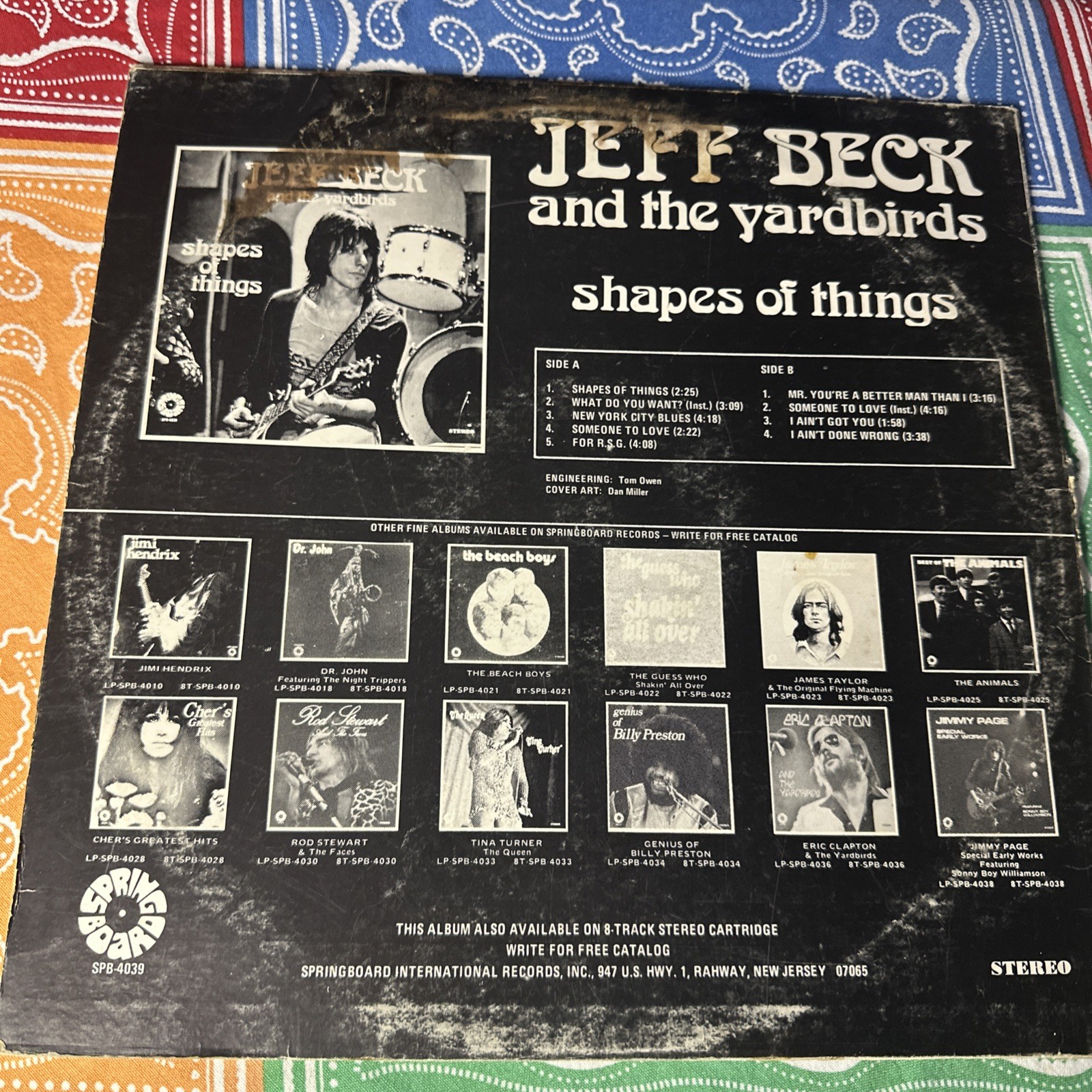JEFF BECK & THE YARDBIRDS SHAPES OF THINGS Vinyl Ultrasonically Cleaned VG+/G