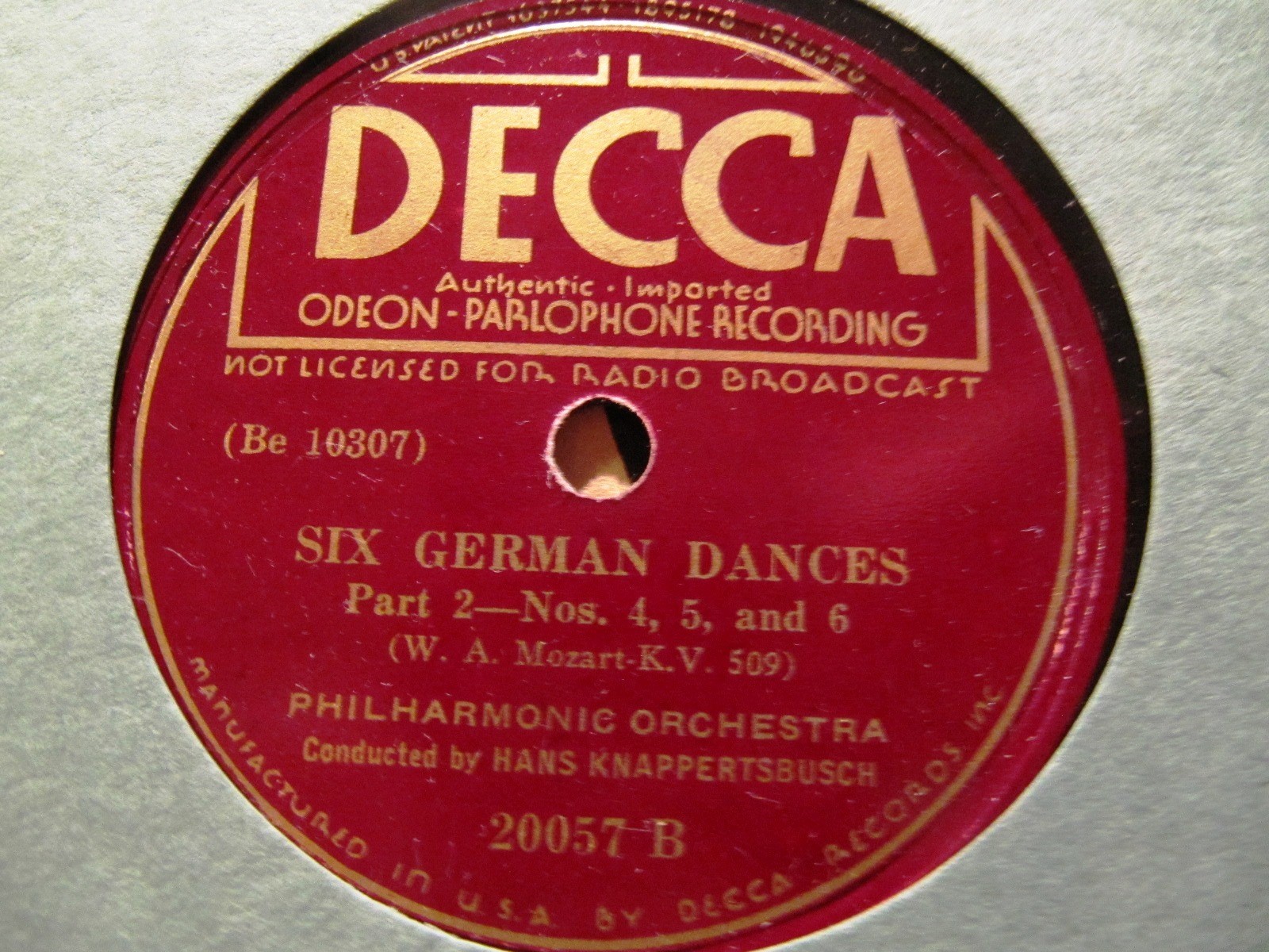 1928 Hans Knappertsbusch Berlin Philharmonic MOZART Six German Dances K 509
