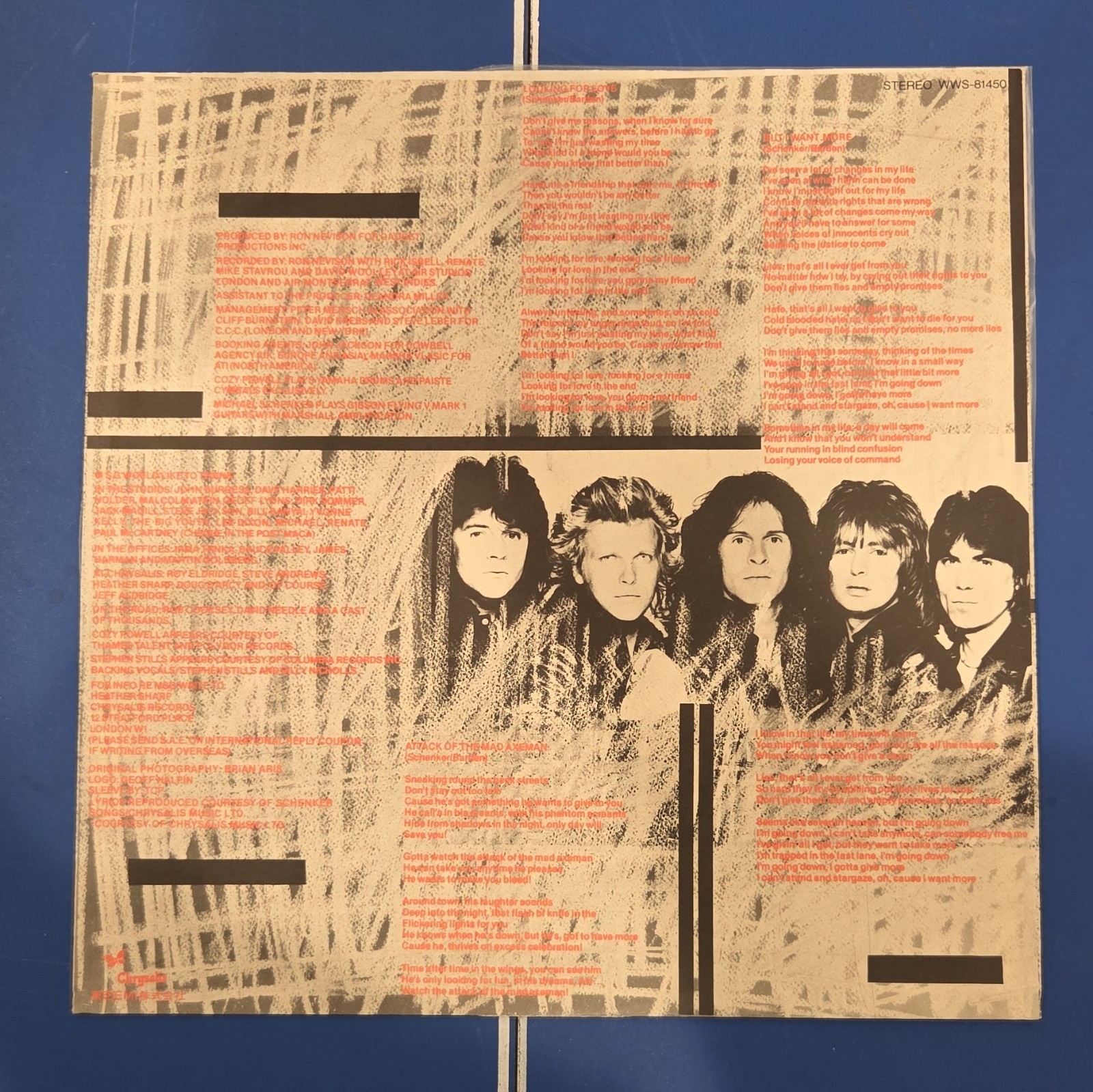 Michael Schenker Group: MSG 12″ LP Vinyl Record w/Decals 1981 Japan