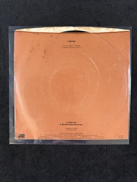Genesis~That’s All/Second Home By the Sea 7″ 45 w Pic. Slv. 1983 Atlantic VG/VG