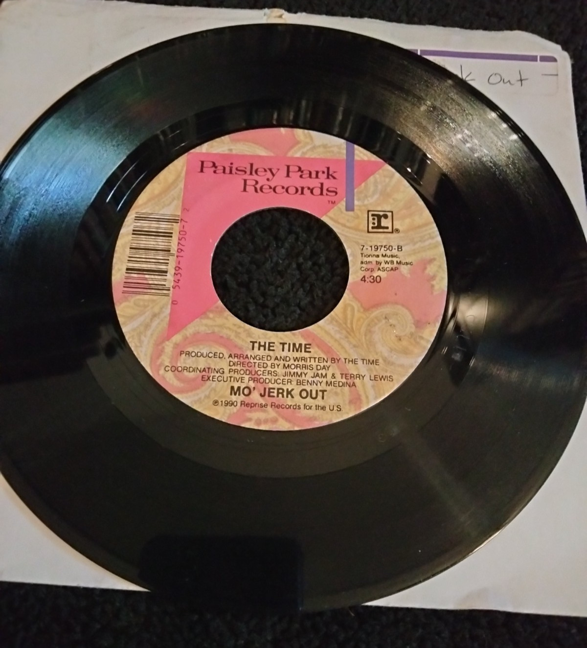 THE TIME JERK OUT / MO JERK OUT 7″ SINGLE MORRIS DAY 1990 PAISLEY PARK RECORDS