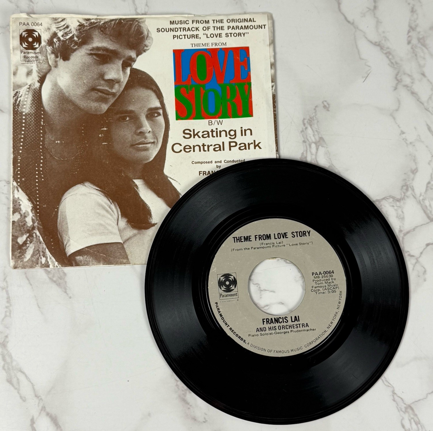 Francis Lai – Theme From Love Story / Skating in Central Park (7″ 45 rpm Single)