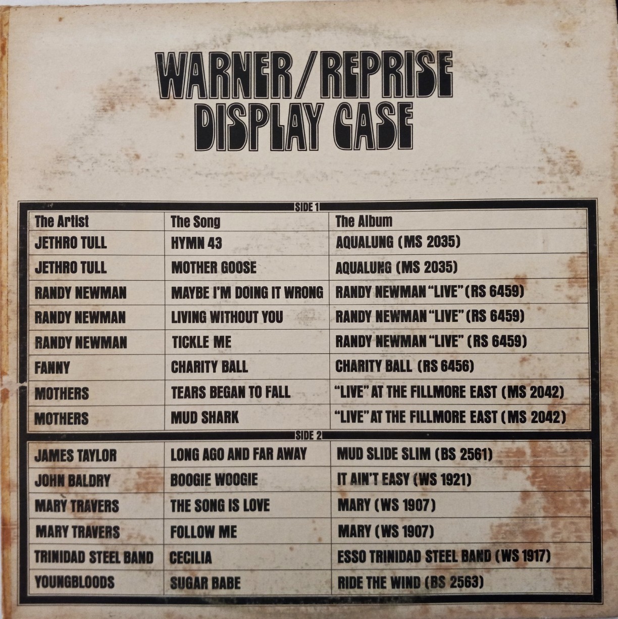 WARNER/REPRISE DISPLAY CASE PRO 503 – 2 LPS – “RARE PROMO” SEE DESCRIPTION