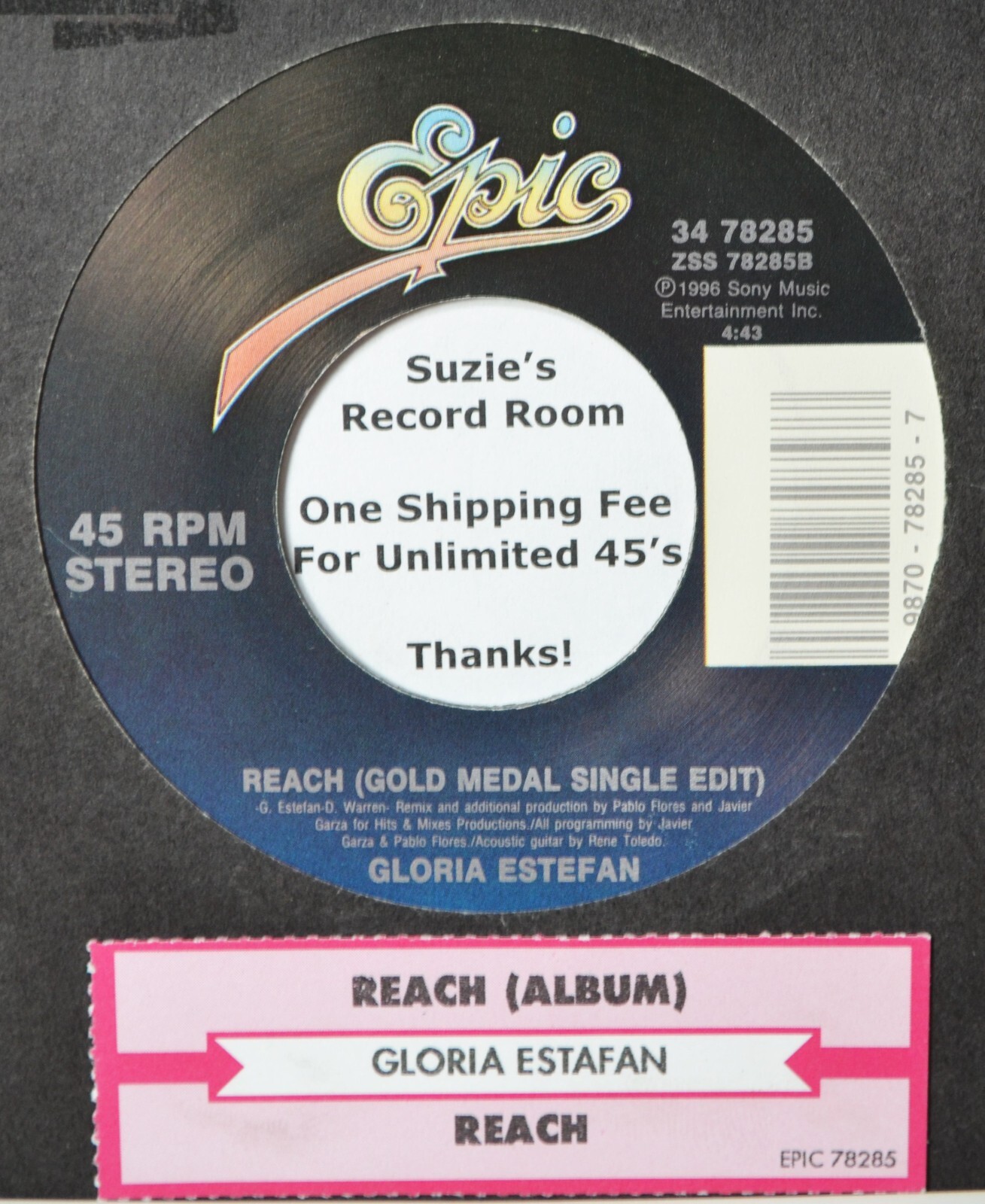 Gloria Estefan Reach Dance R&B Latin Pop Jukebox Strip & EX+ 45 7″ Vinyl xxx