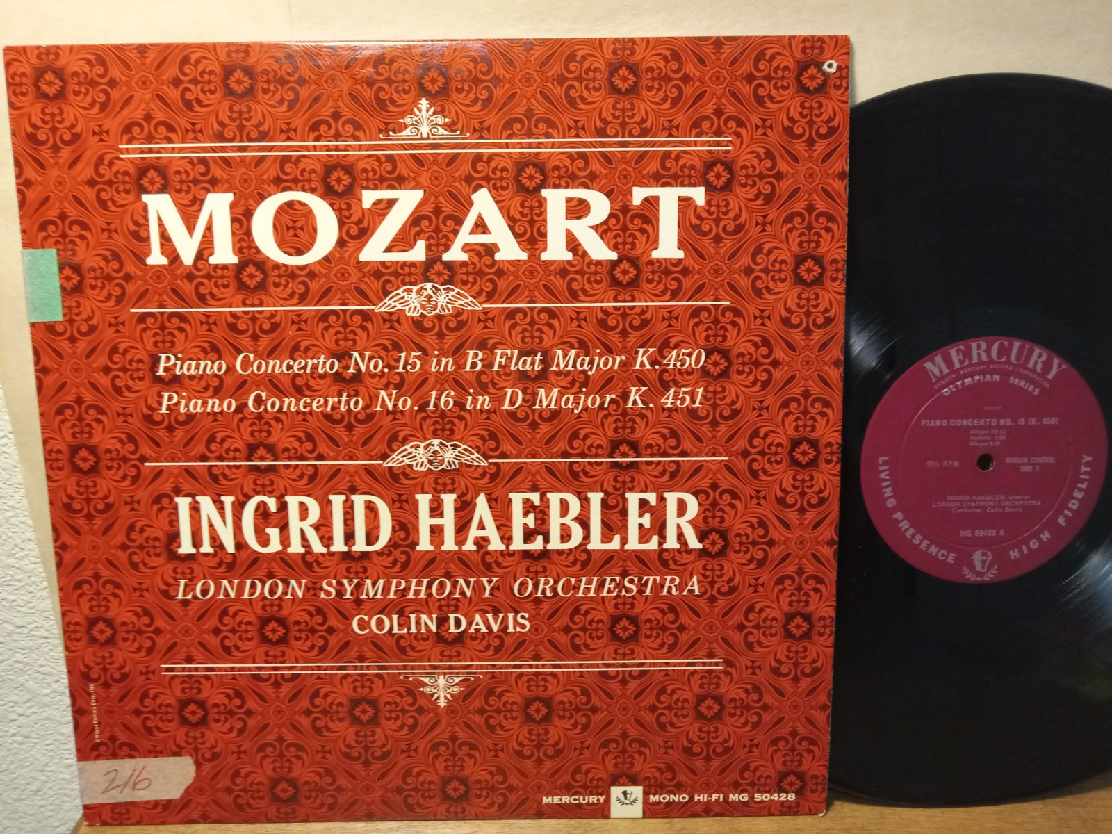 Ingrid Haebler Mozart Piano Concerto No. 15 No. 16 LP NM Mercury Living Presence