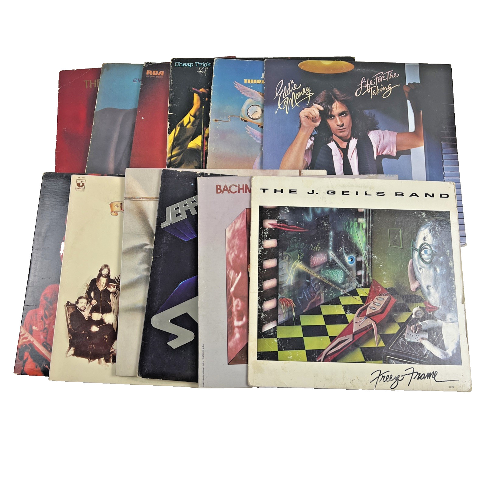 Lot of 12 Classic Rock Vinyl Records LP Albums 70s 80s Cheap Trick BTO J Geils
