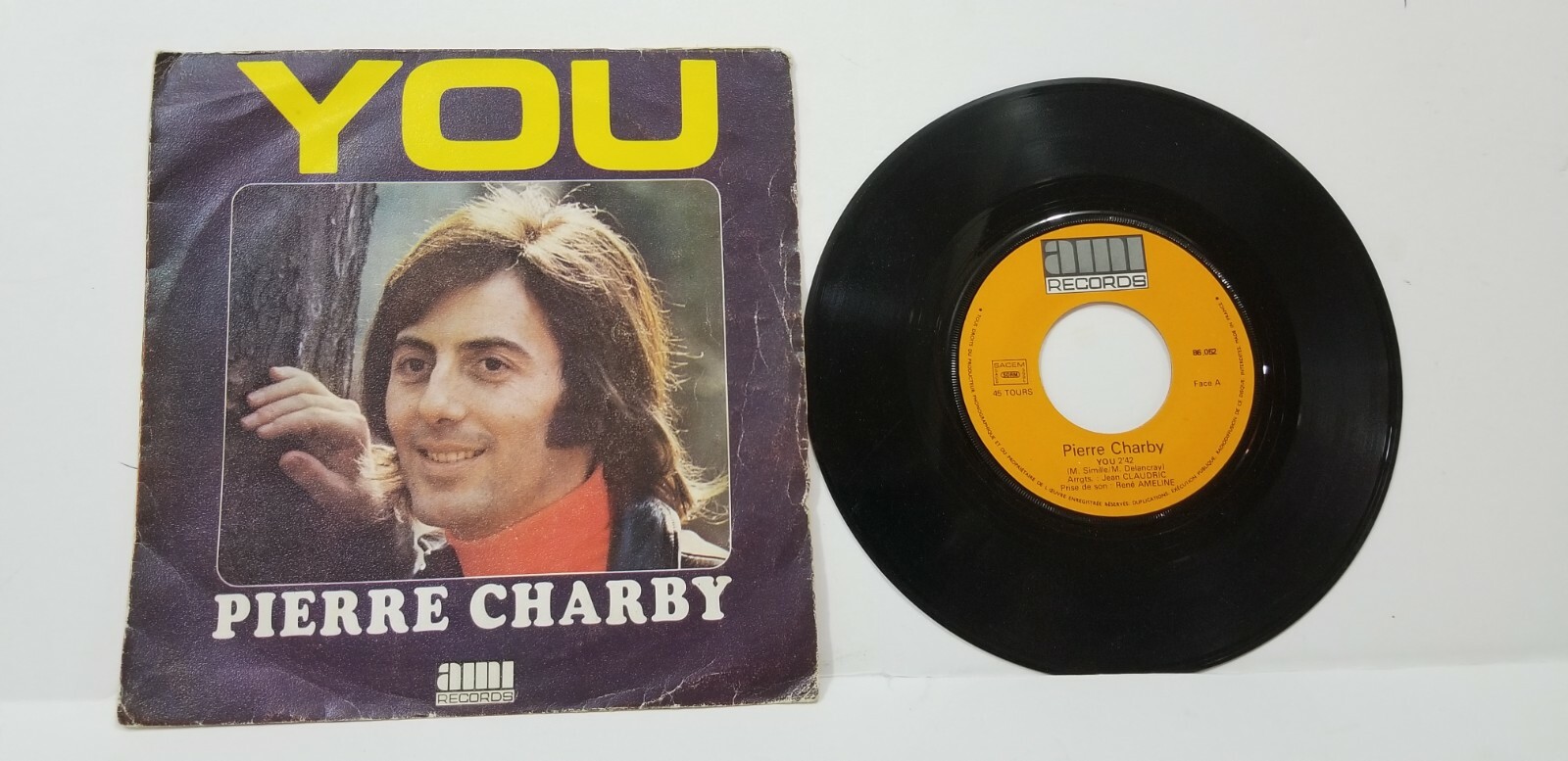 Eurovision PIERRE CHARBY YOU Vtg 1970s French Euro Press 45 Record