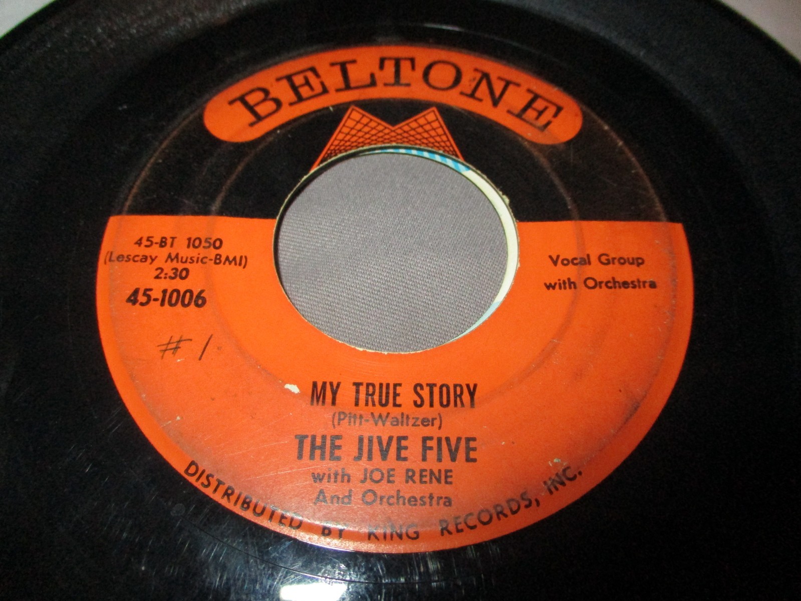 1961 THE JIVE FIVE My True Story US Doo Wop 7″ Belltone 45-1006 Good+