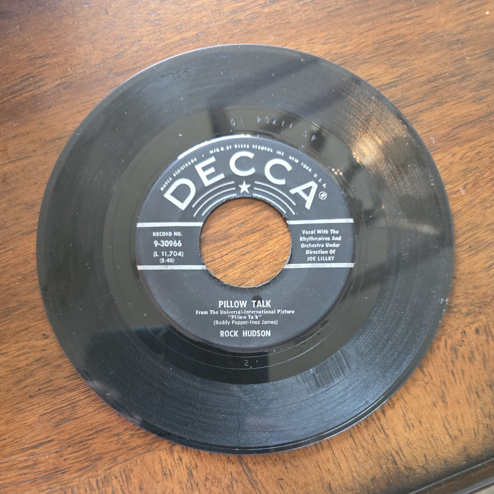 ROCK HUDSON-PILLOW TALK-’59-45 record only