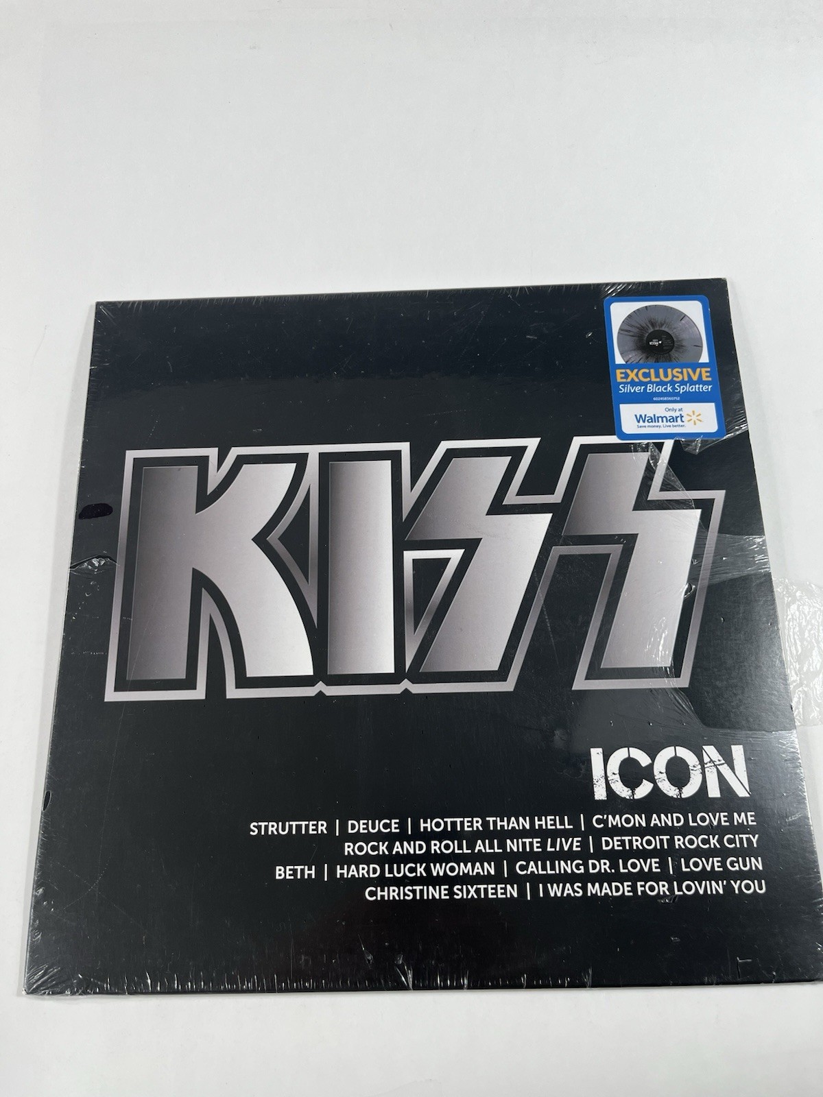 KISS ICON Hits (Walmart Exclusive Silver Black Splatter Vinyl) Sealed New