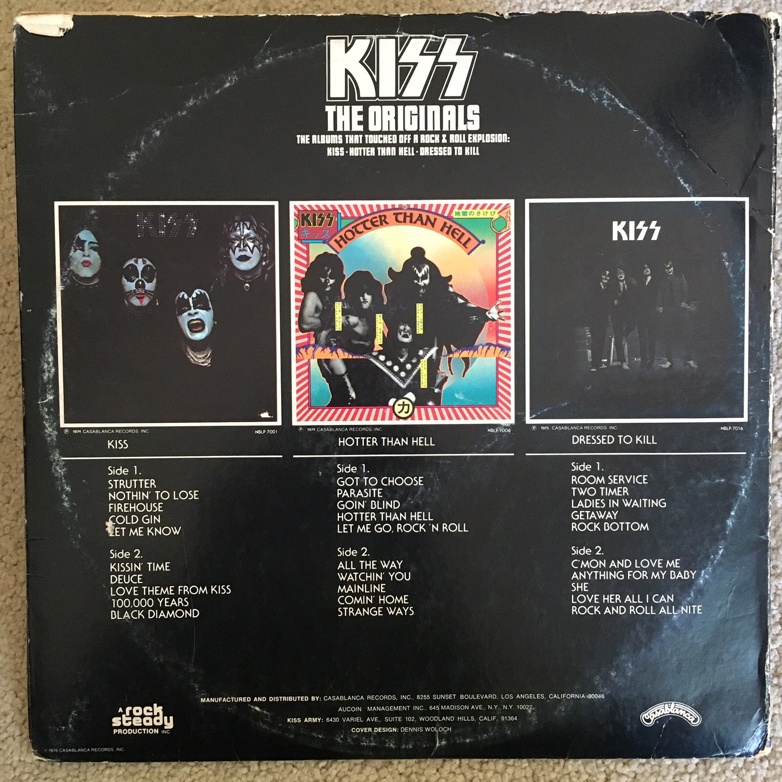 KISS – THE ORIGINALS, 3 LP records, 1st Press 1976, NBLP-7032 – EX w/ Extras