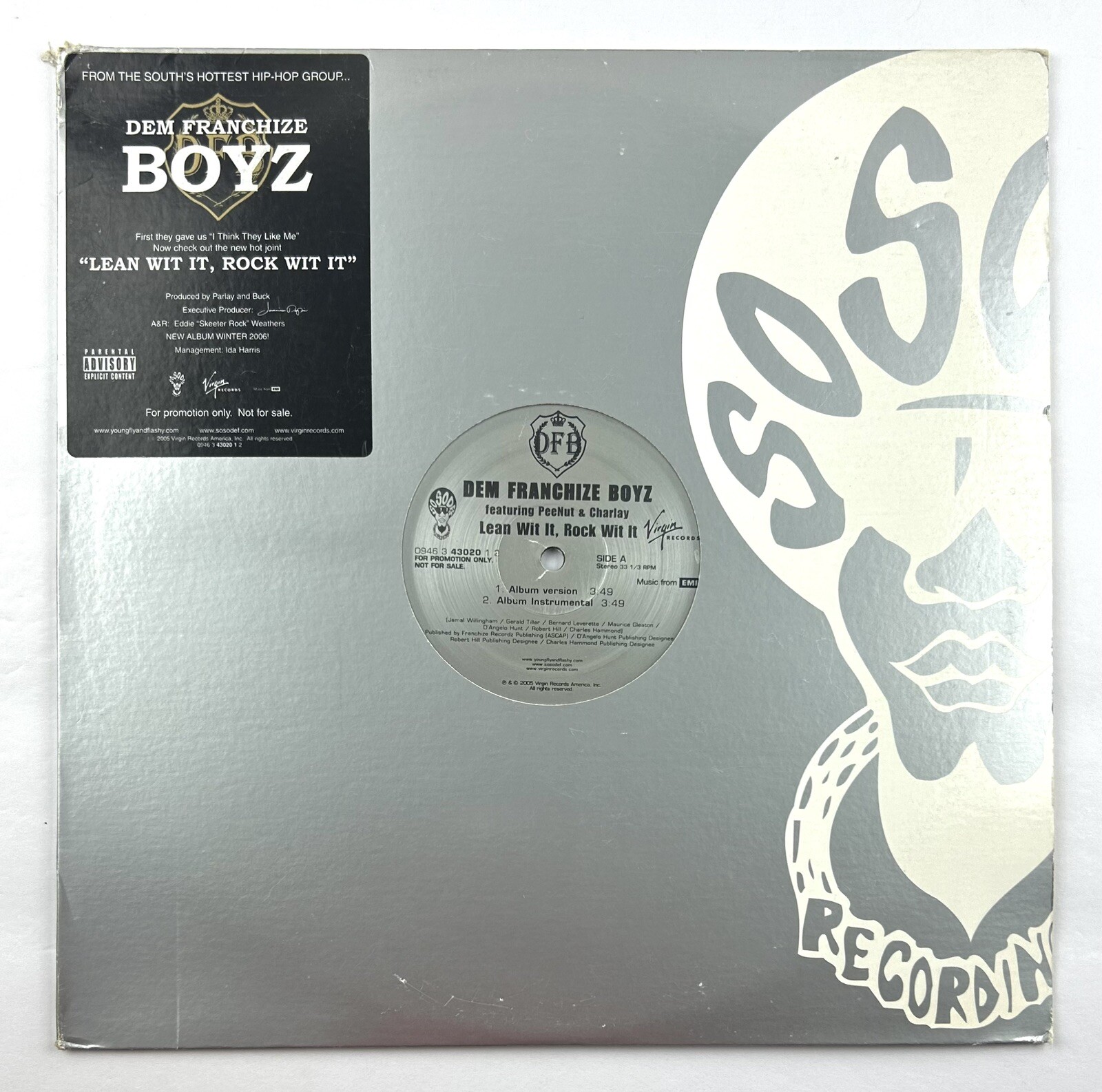 Dem Franchize Boyz – Lean Wit It, Rock Wit It 2006 Unplayed 12” Vinyl Record NM