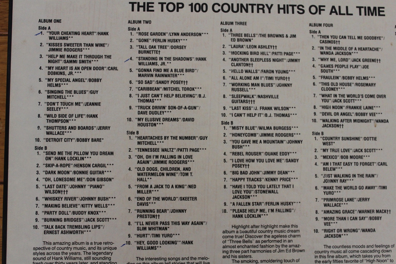 Vintage Top 100 Country Hits Of All Time 5LP Blue 12″ Box Set Candlelite