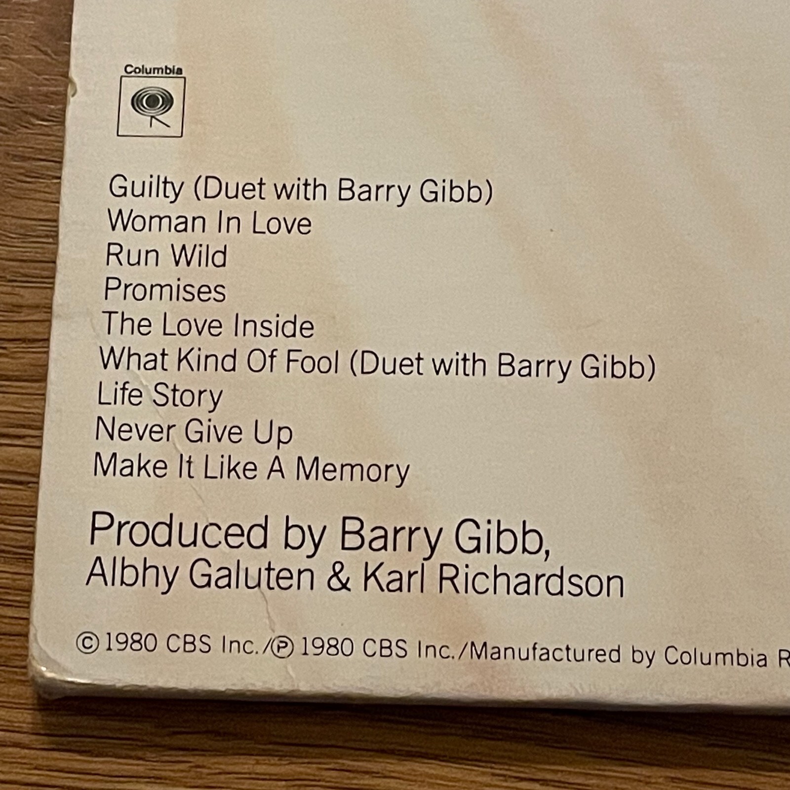 Streisand/Gibb LP: “Guilty”, 1980, Columbia (HC46750), HALF SPEED MASTERED, EXC