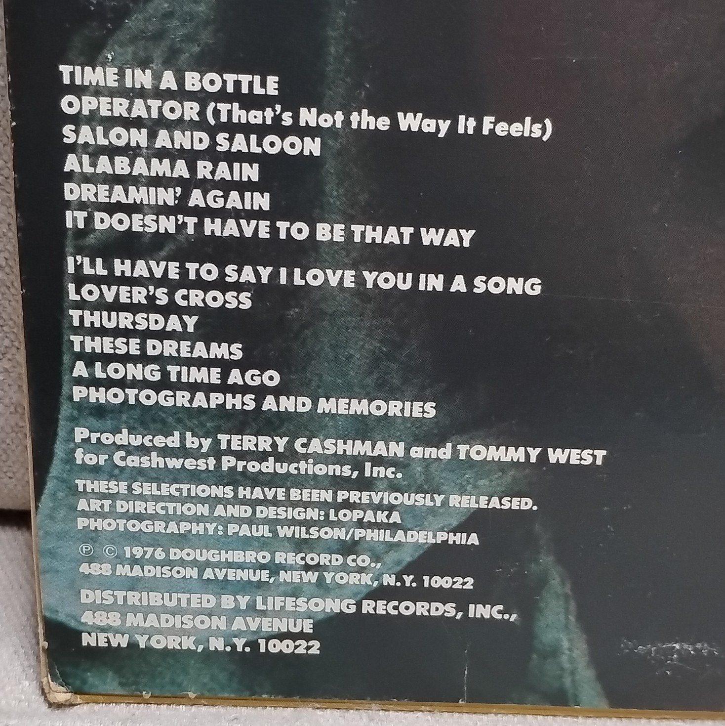 Jim Croce Photographs & Memories Greatest Hits LP Vinyl 1976 Lifesong Folk Rock