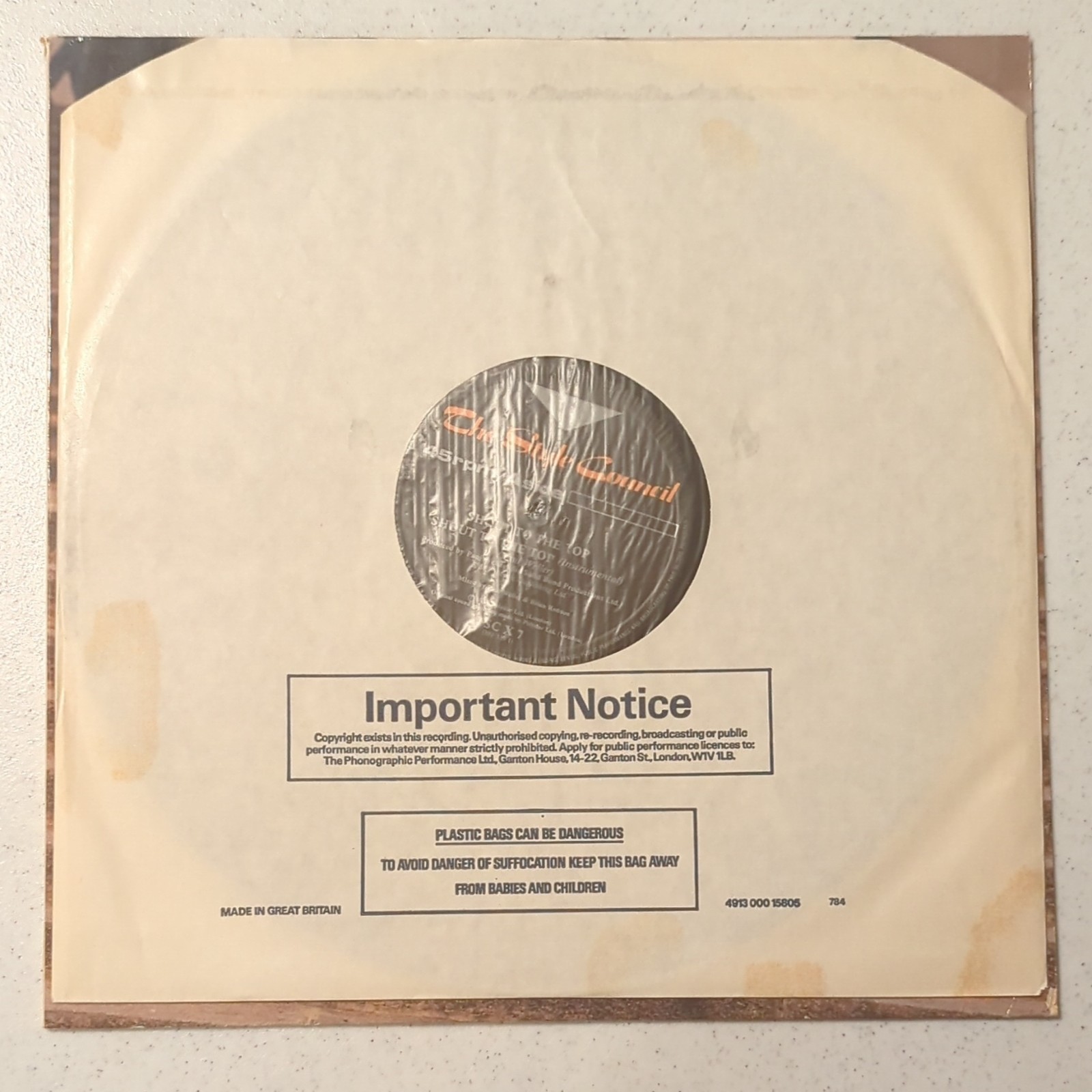 The Style Council Shout! 12″ Black Vinyl Single 45 RPM Polydor TSC X 7 1984 UK