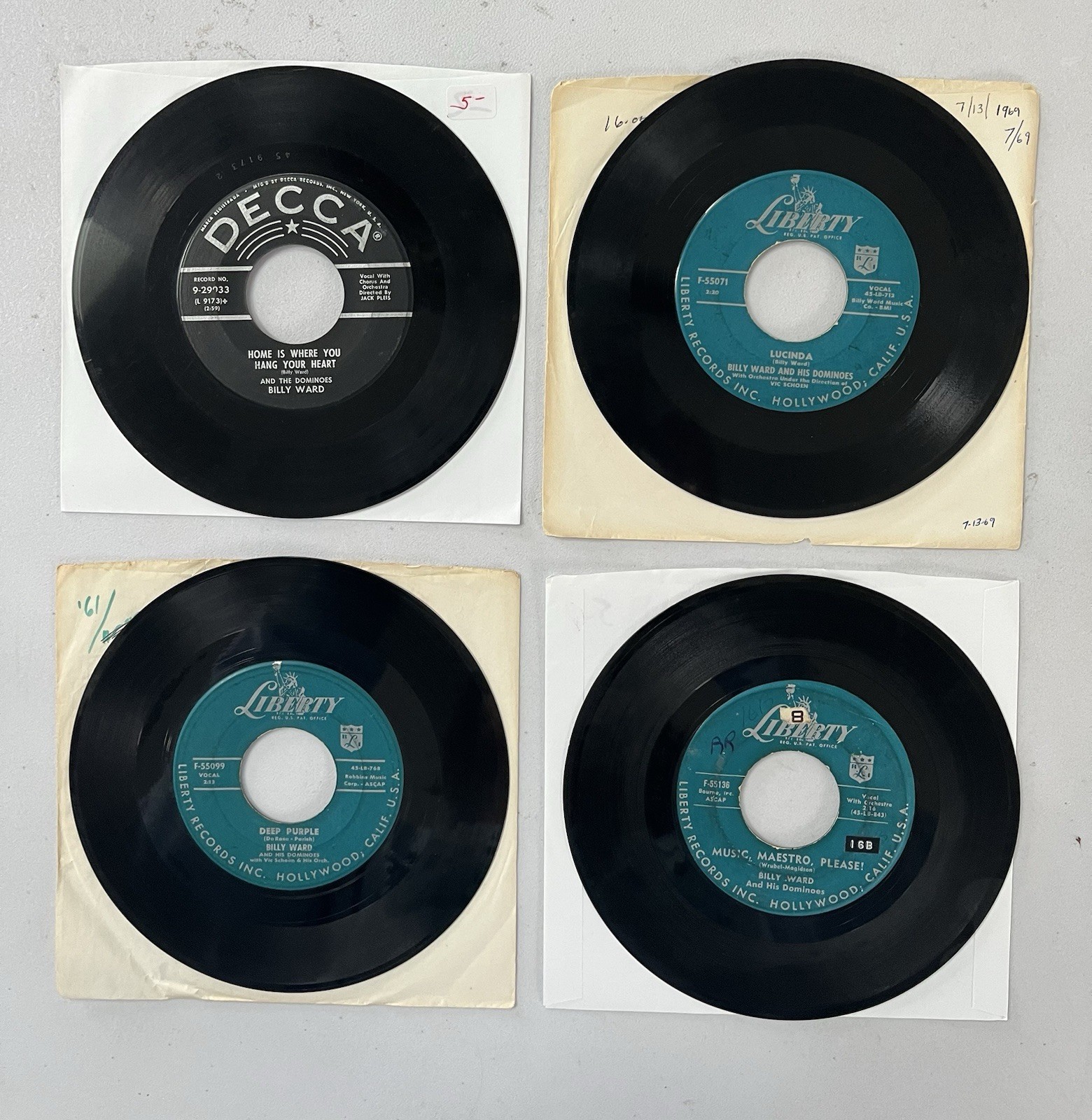 Lot of (4) Billy Ward 45 RPM Records