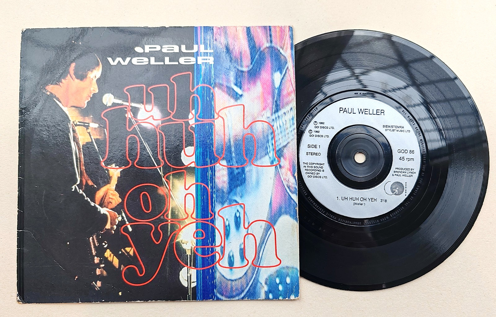 Paul Weller – Uh Huh Oh Yeh 1992 UK Indie Rock Pop Rock 7″ vinyl…